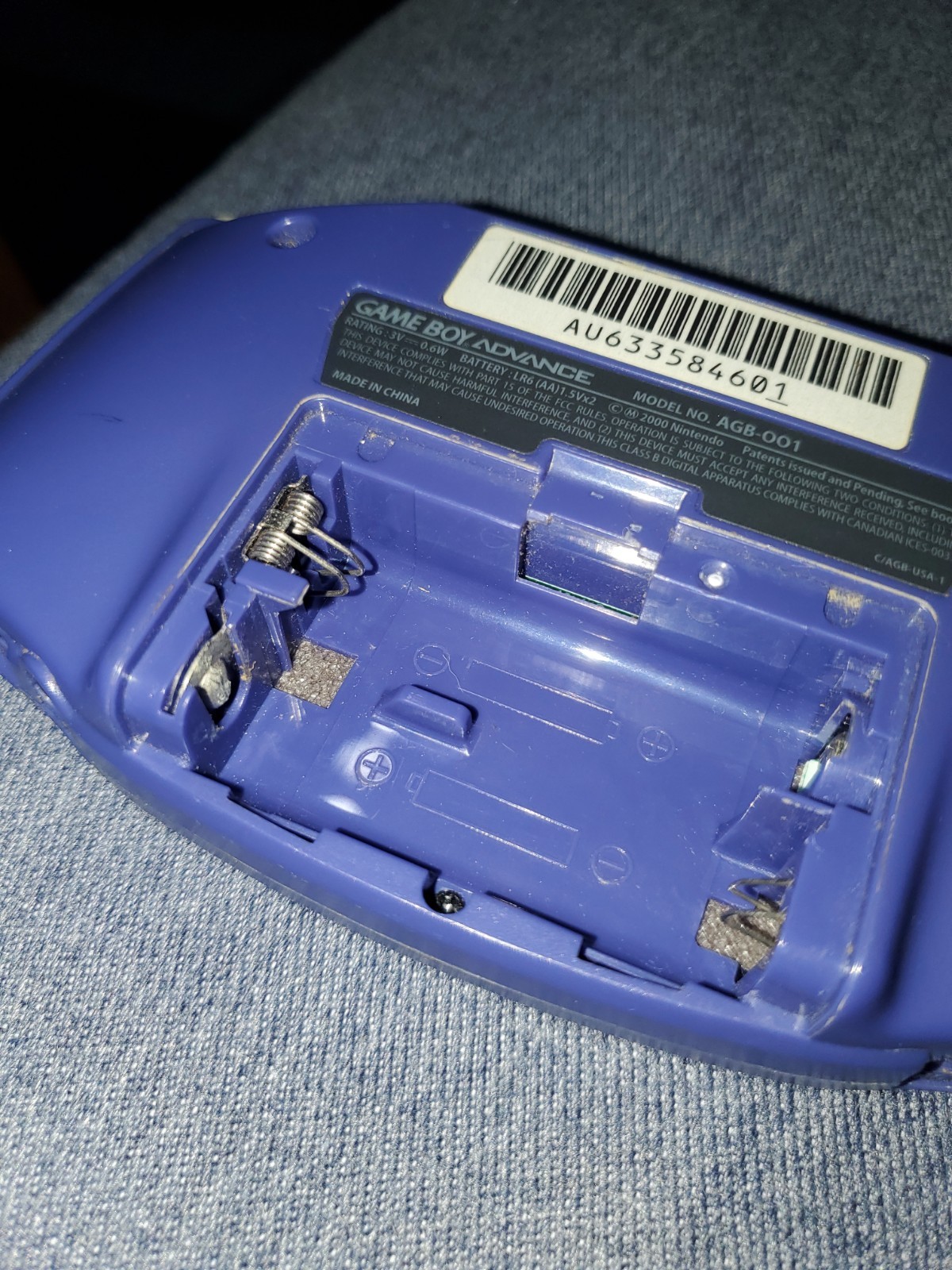 Nintendo Game Boy Advance Blue Handheld System AGB-001- Not Working