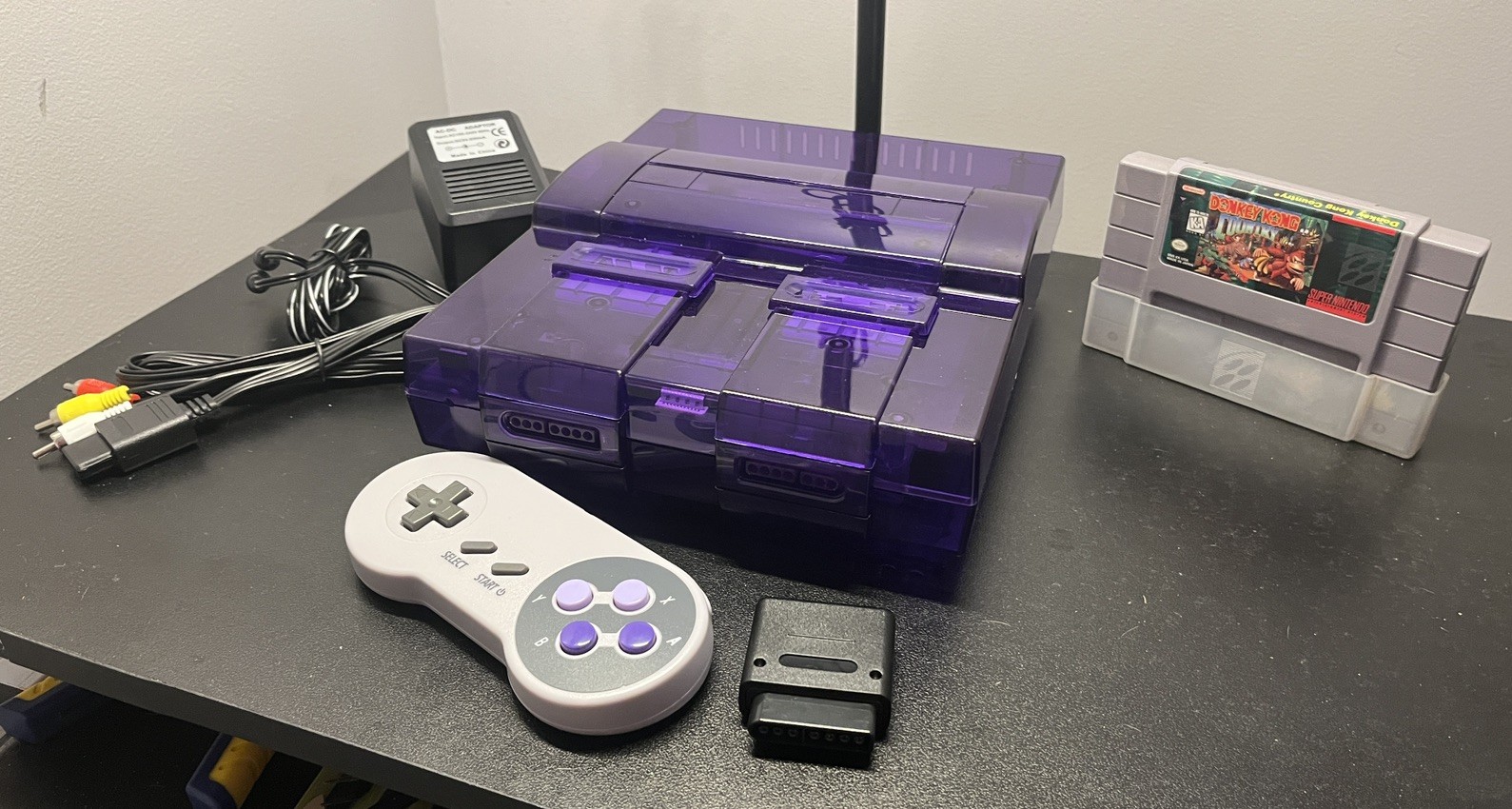 Custom Atomic Purple Super Nintendo Bundle With Donkey Kong Country