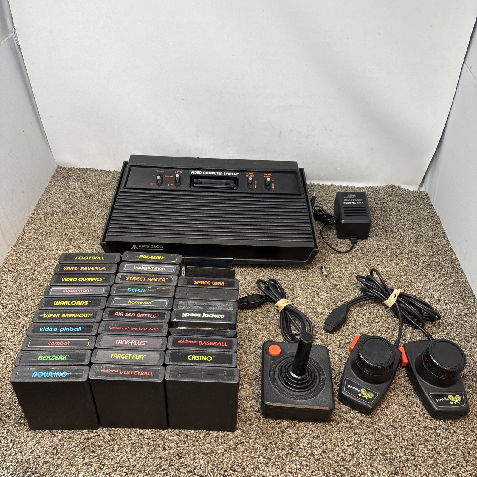Atari 2600 System Bundle with Console, 30 Games, Joystick, Paddles, and More LOT