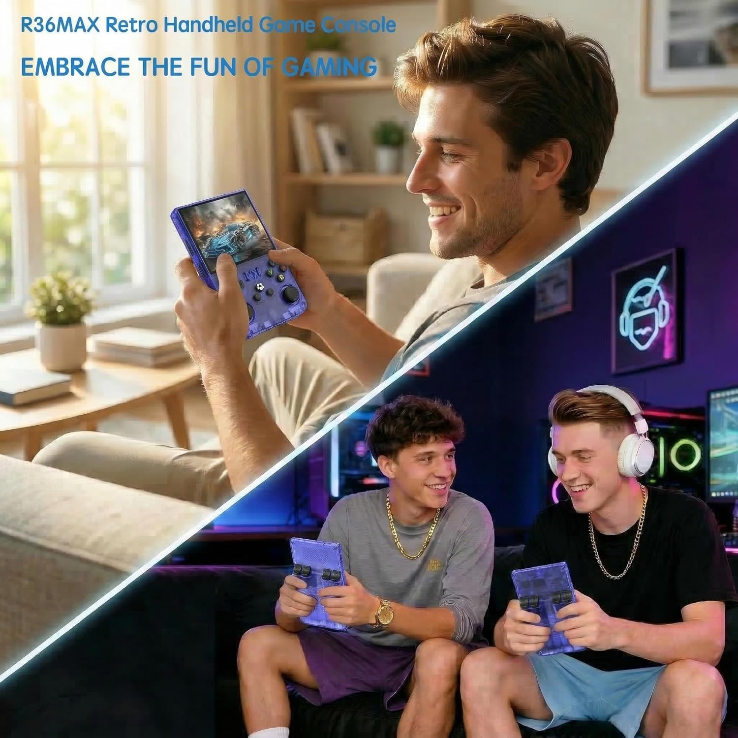 R36MAX Handheld Retro Game Console,4.0″ IPS 720X720 HD Screen,128Gb with 30,000+