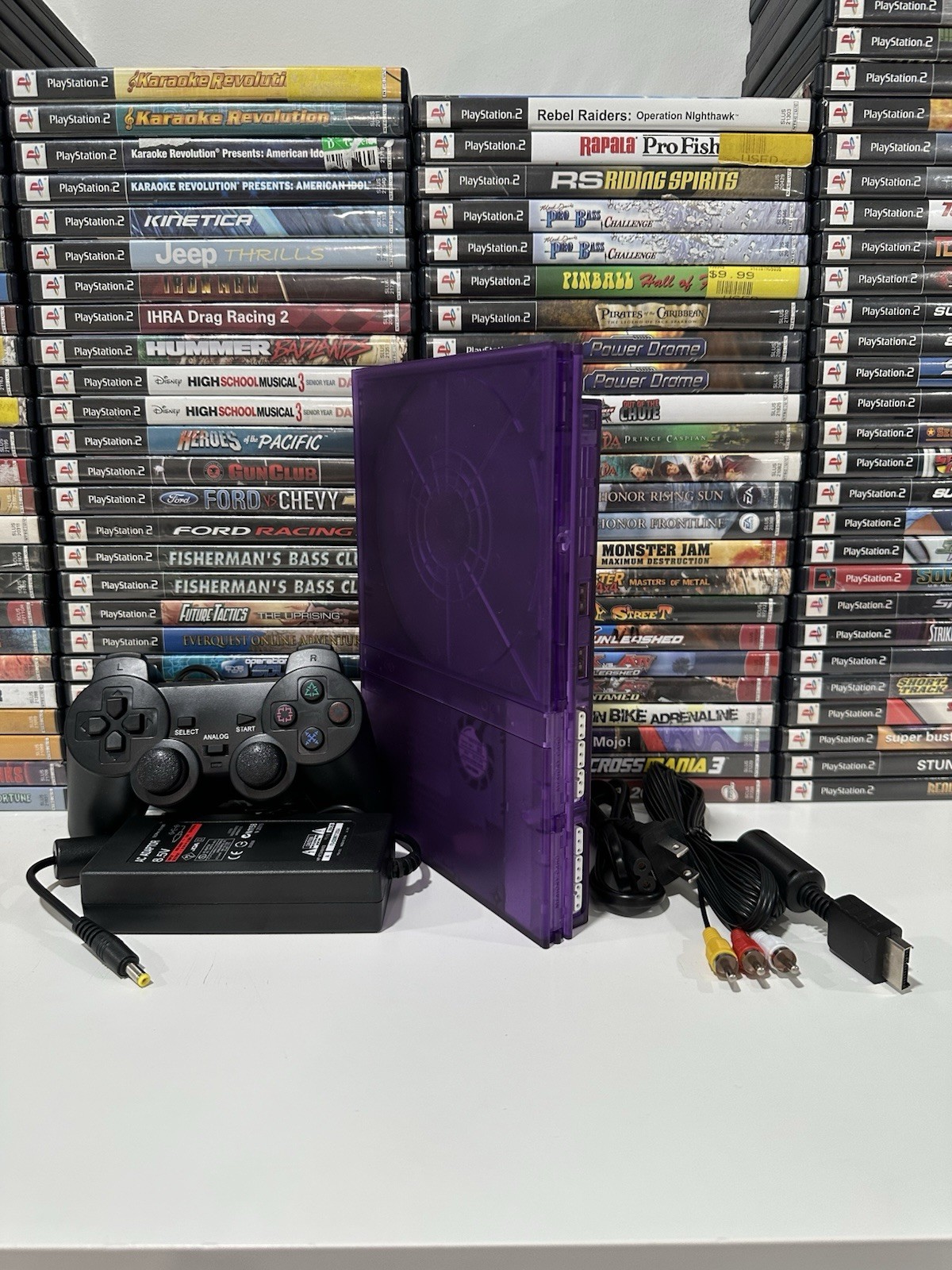 Sony PlayStation 2 PS2 Slim ATOMIC PURPLE Console Bundle –Controller / Cables