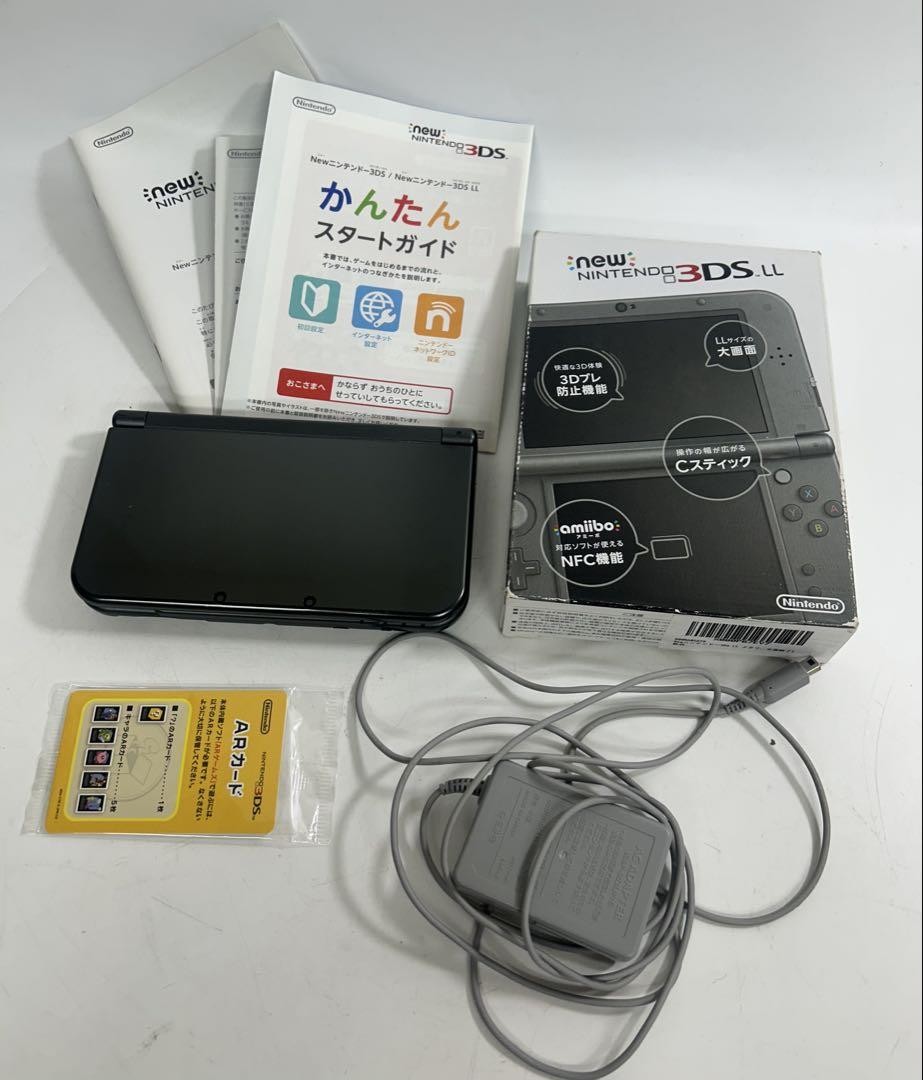 New Nintendo 3DS XL Metallic Black Console with Box Stylus and Charger #12