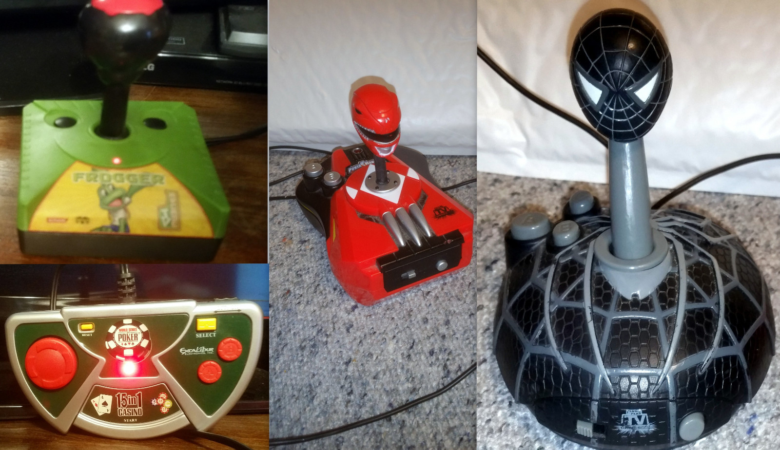 4 Games POWER RANGERS /SPIDERMAN 3 VENOM /FROGGER /CASINO Jakks TV Plug and Play