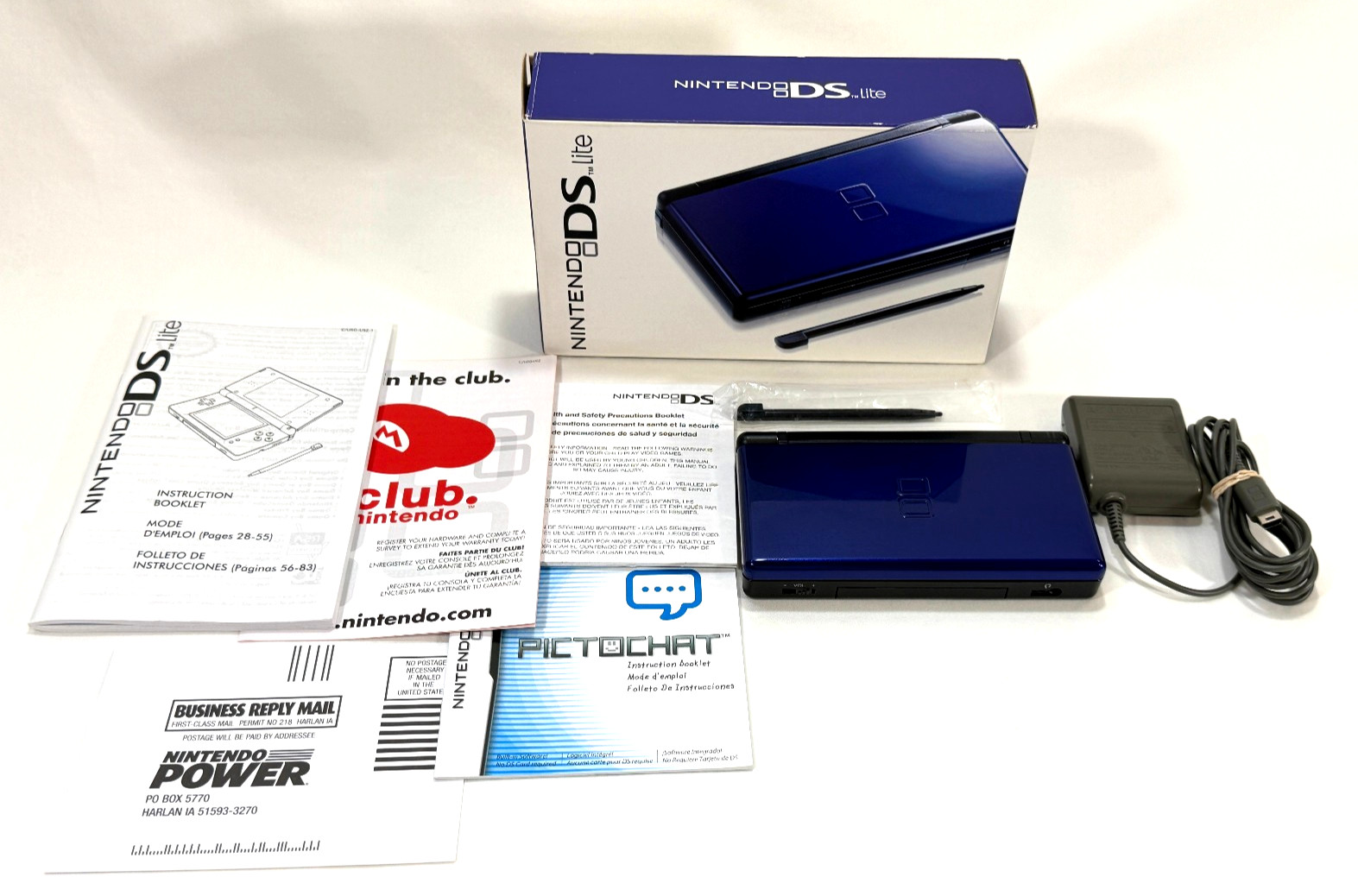 Nintendo DS Lite Handheld System Cobalt/Black USG-001 CIB *Complete in Box*