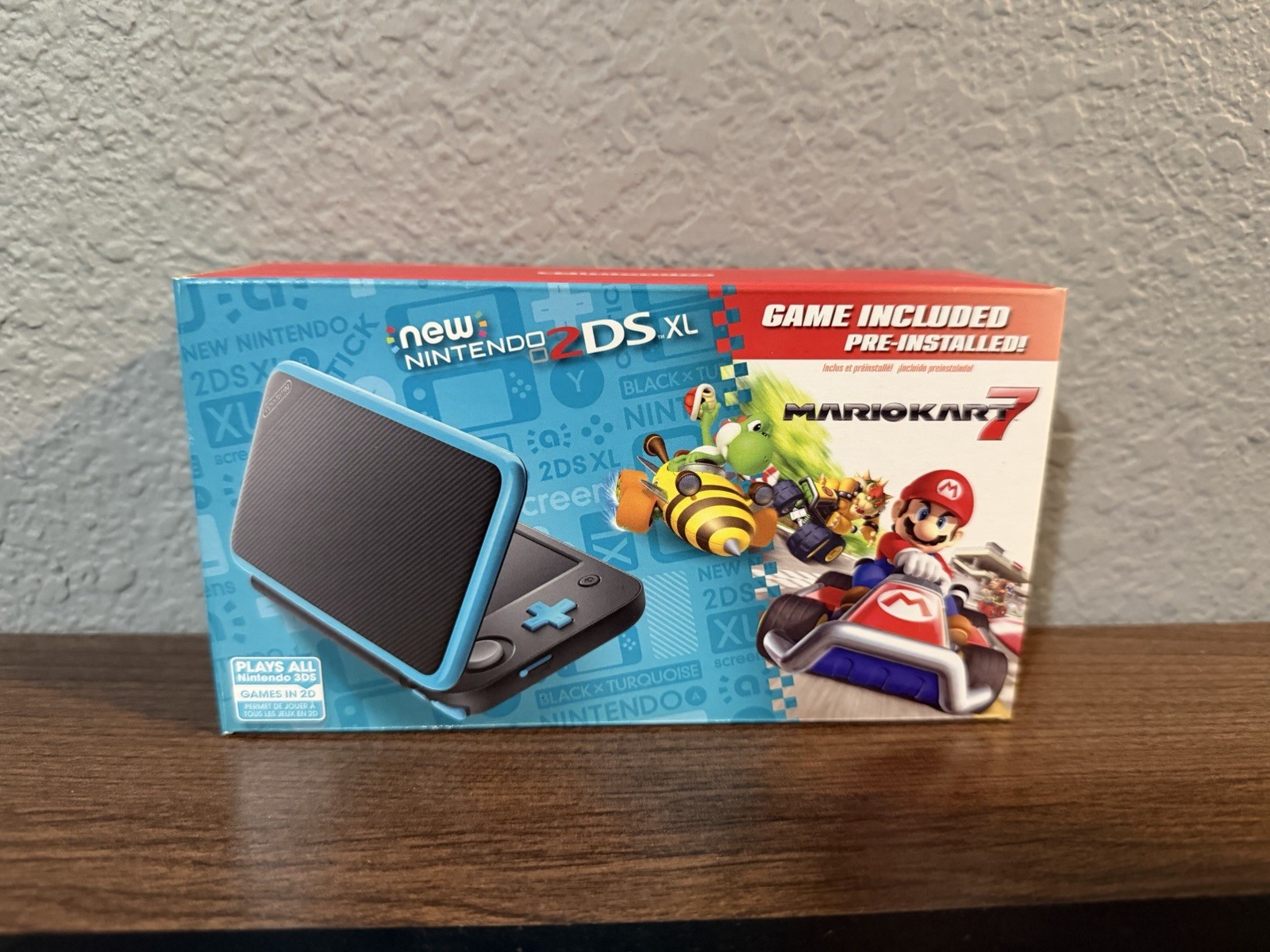 New Nintendo 2DS XL Handheld Console w/ Mario Kart 7 Black/Turquoise BRAND NEW