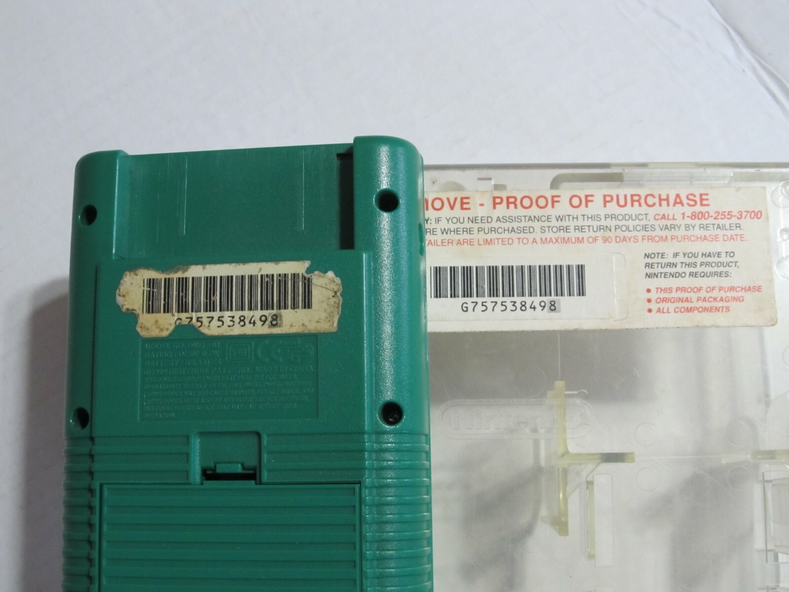 GREEN NINTENDO GAMEBOY WITH CASE …. MODEL NO. DMG-01 **** TESTED ****