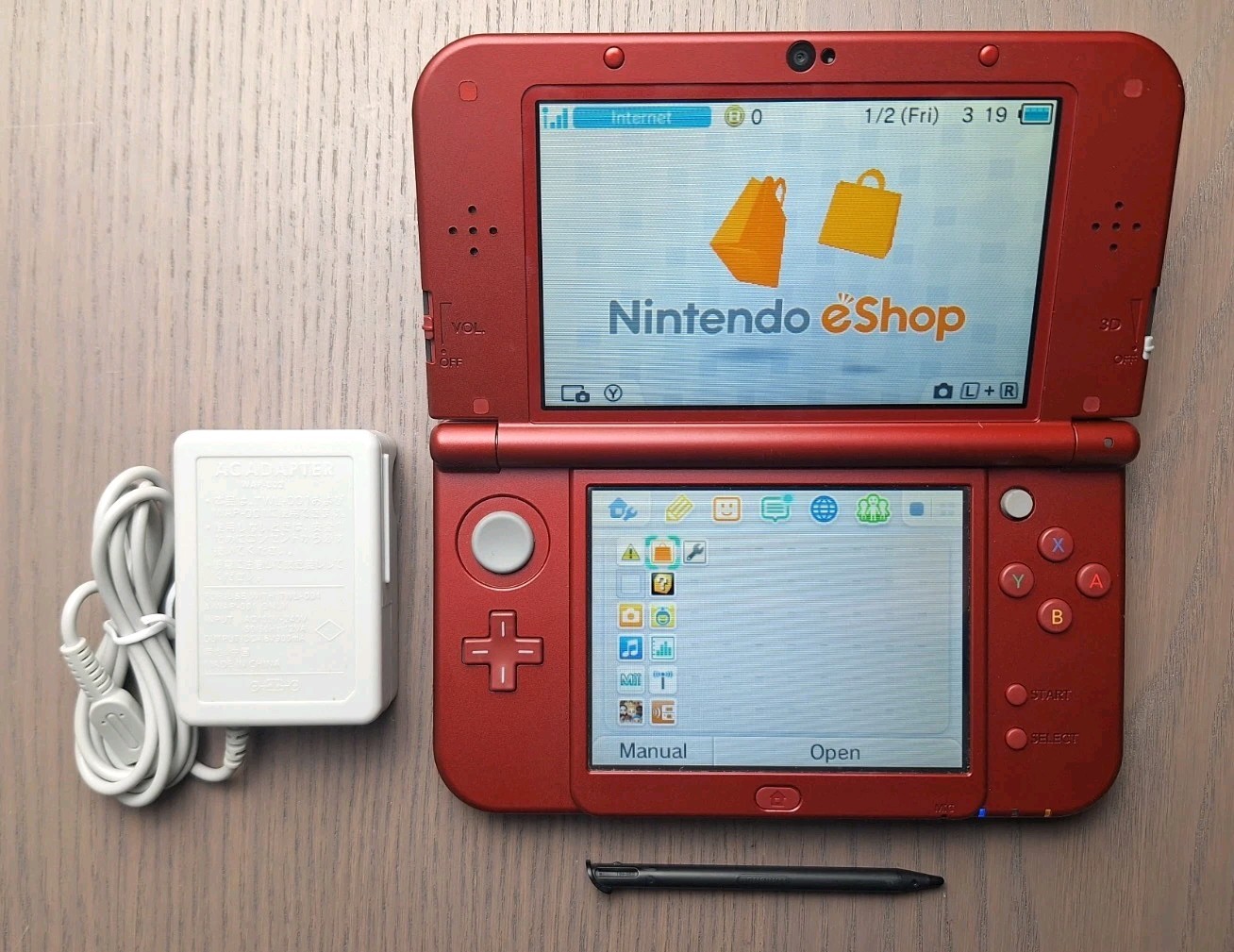 New Nintendo 3DS XL Metallic Red Charger + 32GB SD Card | REGION FREE DUAL IPS