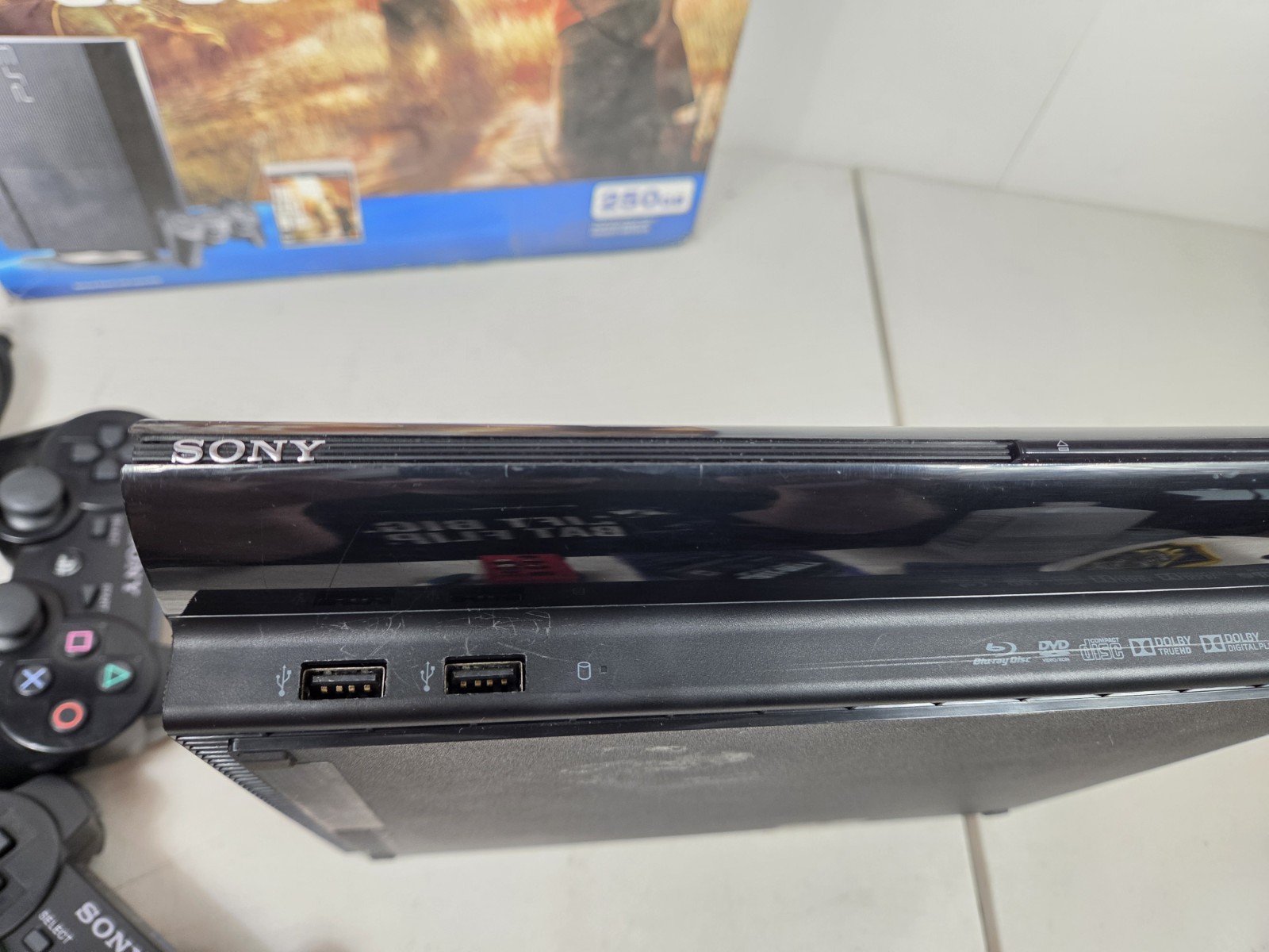Sony PS3 Slim 250gb The Last Of Us Edition Console with Box + 2 Controllers
