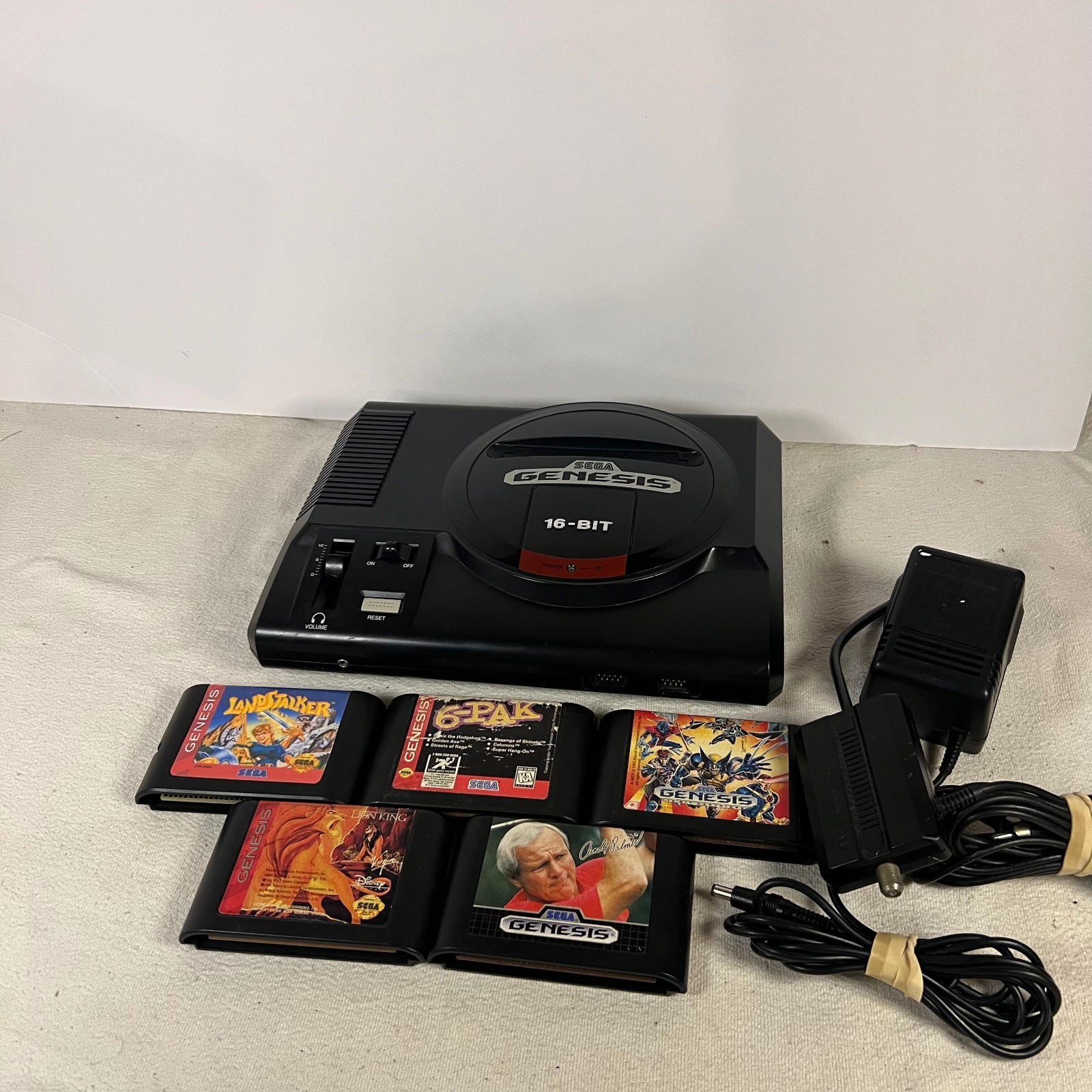 SEGA Genesis Model 1 Home Console Black MK-1601 Power Supply RF Switch 5 Games