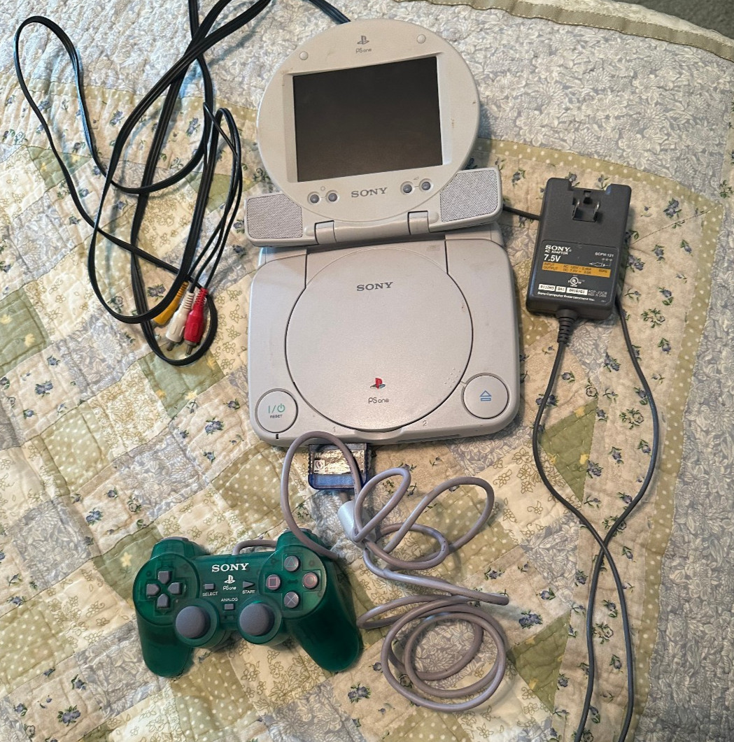 PSOne PS1 Console LCD Screen Combo w/ Cords Controller Memory Card (Loose Hinge)