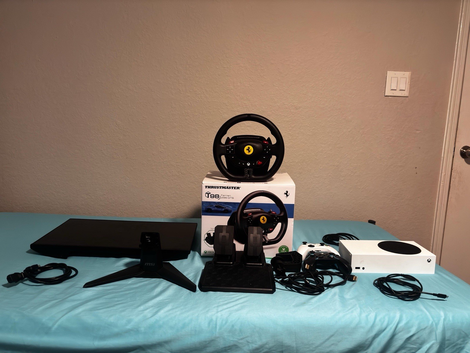 Complete Gaming Setup – Xbox Series S + Ferrari Racing Wheel + MSI Monitor