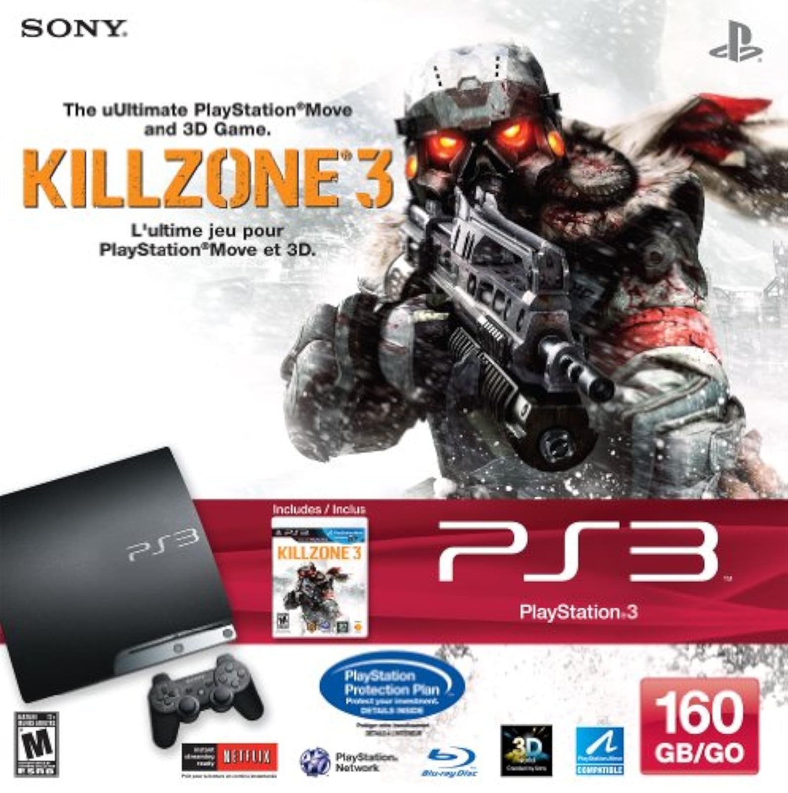 Sony PlayStation 3 160GB Killzone 3 Bundle PS3 Very Good 3Z