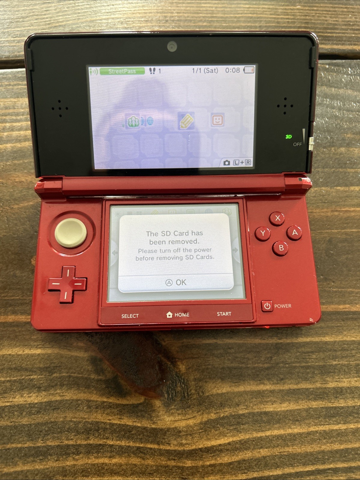 Nintendo 3DS Handheld System Red Charger Included No Styles Pen 9 Games & Sd
