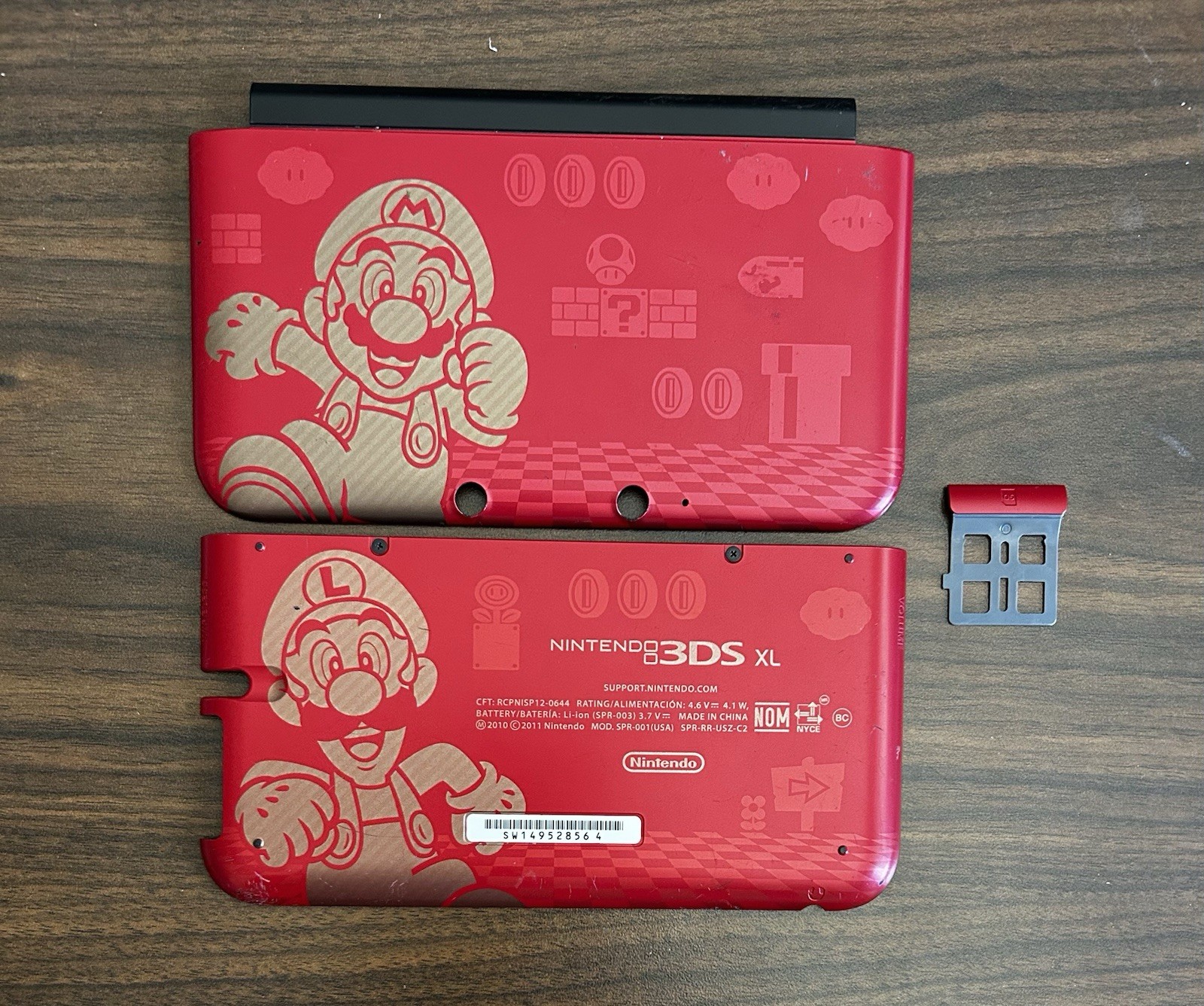 Authentic red and gold 3DSXL Super Mario Bros 2 Limited Edition top&bottom cover