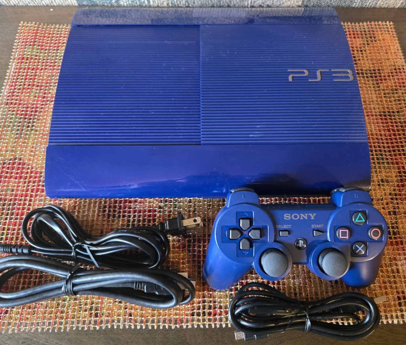 Sony PlayStation PS3 Super Slim 250GB Blue Console CECH-4201B W OEM Controller