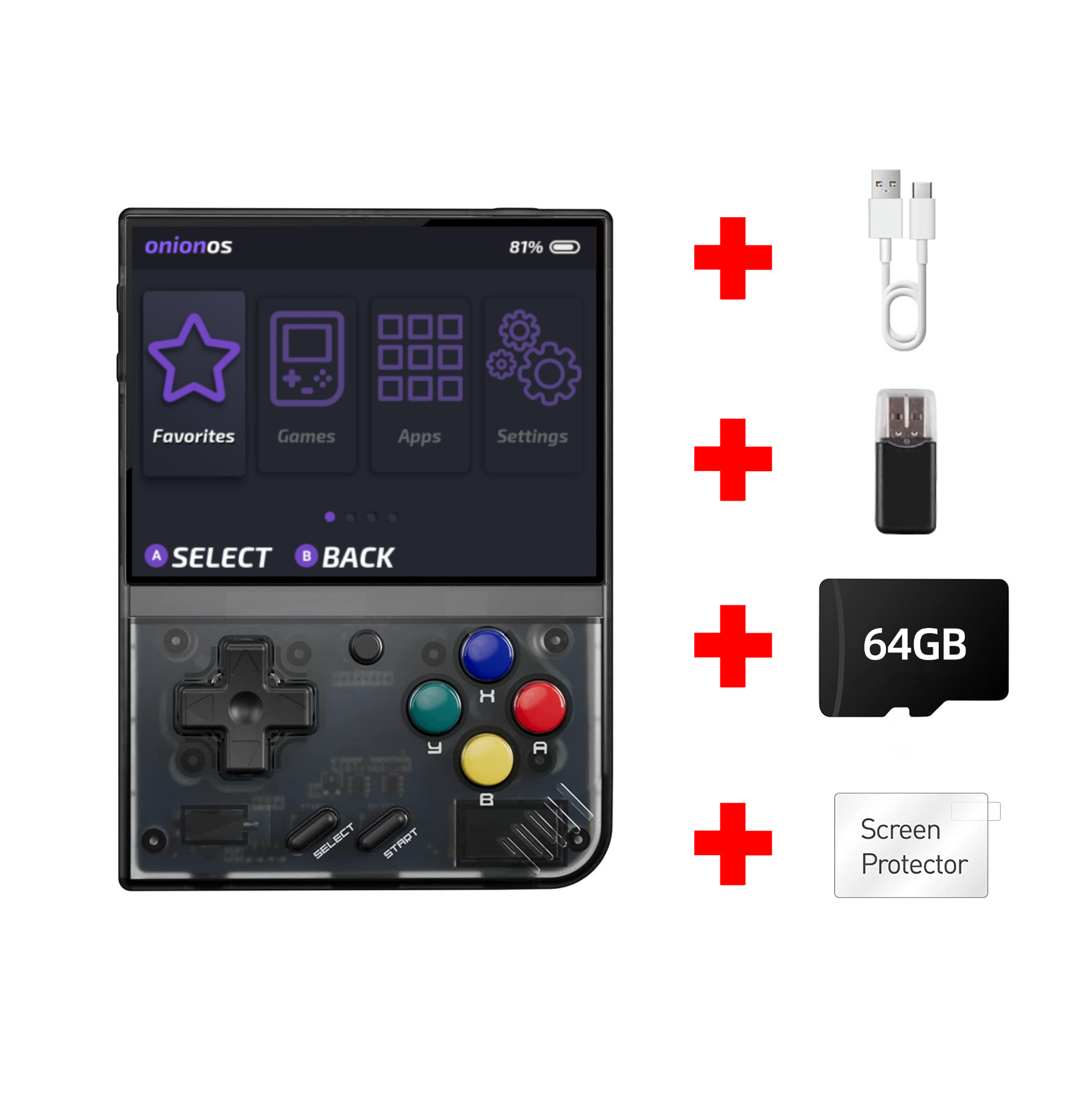 Miyoo Mini Plus + Portable Handheld Retro Game Console with 64GB – US Seller