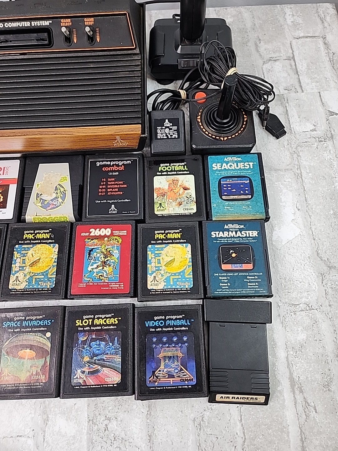 Atari CX-2600A Wood Grain Console 23 Games Power Cord Controllers *Parts/Repair*