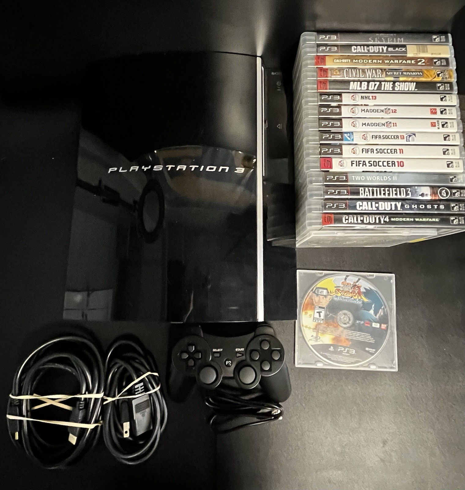 SONY PS3 CONSOLE Bundle: 40GB CONSOLE Model:CECHG01,Controller, Wires & 25 Games
