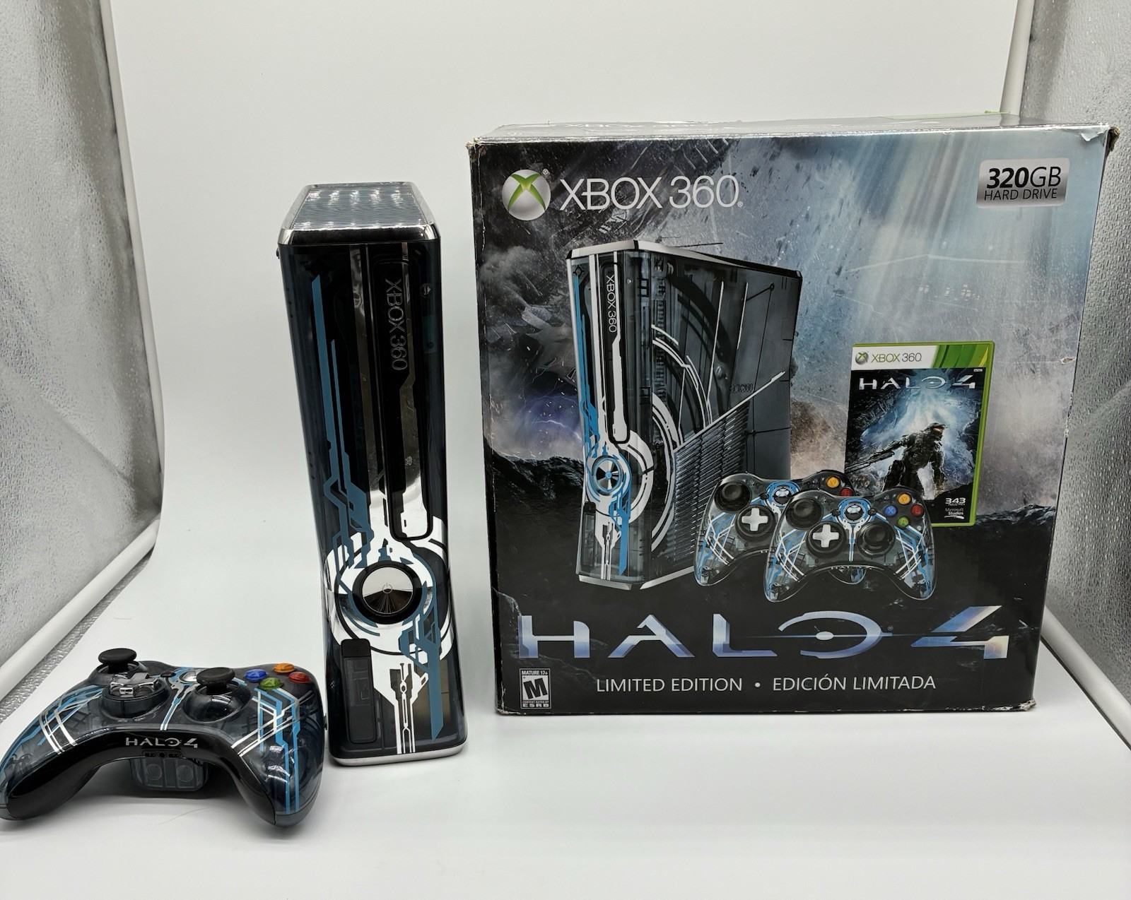 Xbox 360 Halo 4 Limited Edition Console Bundle 320GB Tested Working BOX HAS WEAR