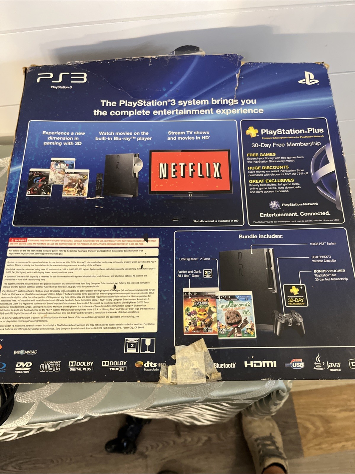 Sony PlayStation 3 And Controller PS3 160GB Original Box “No Games”