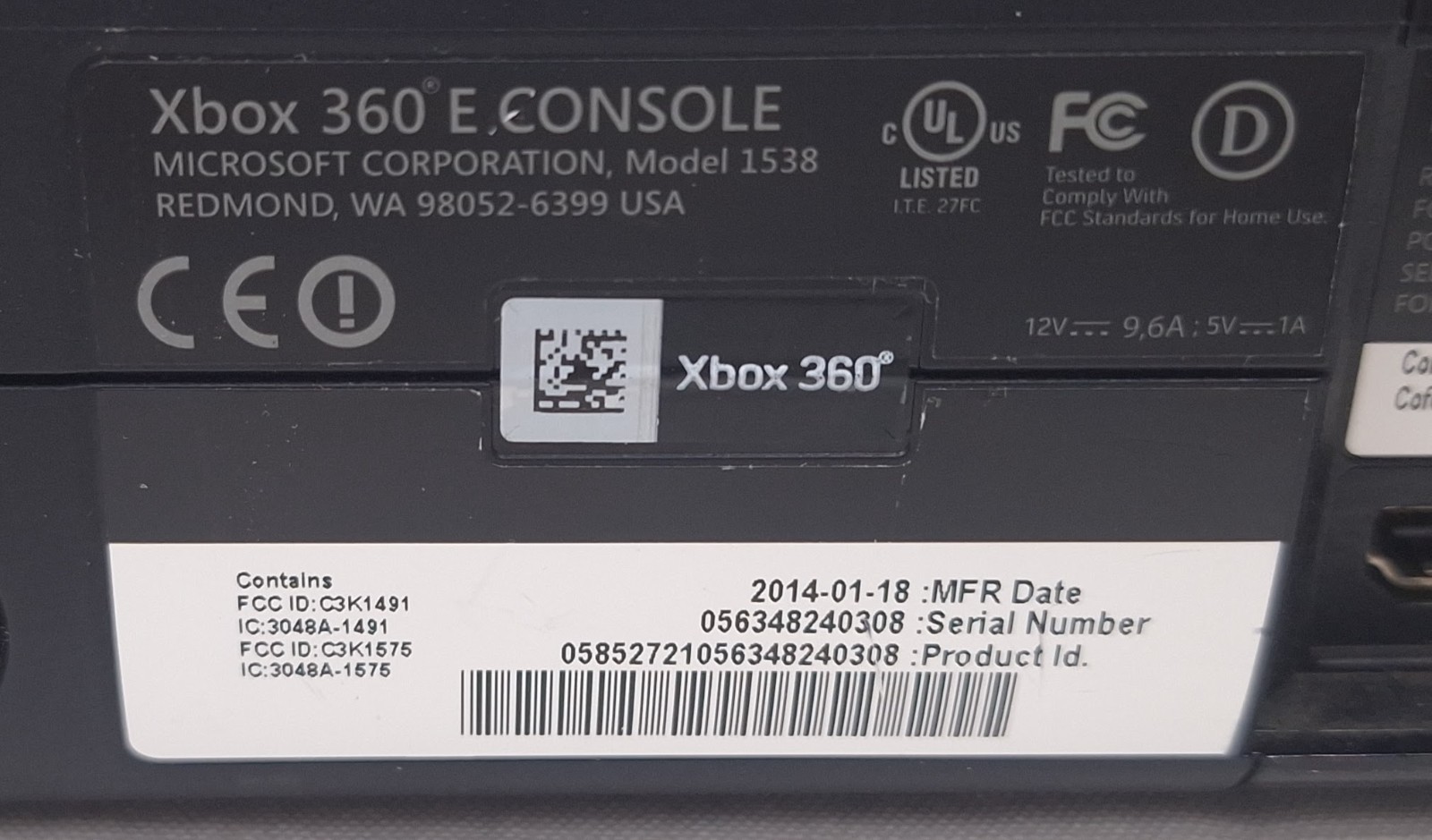 *AS-IS* Microsoft Xbox 360 E Model 1538 500GB Console W/ Controller & AC Adapter