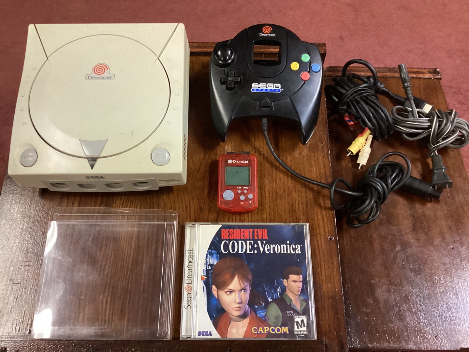 SEGA Dreamcast Console Hkt-3020 Resident Evil Black Sports Controller Red VMU