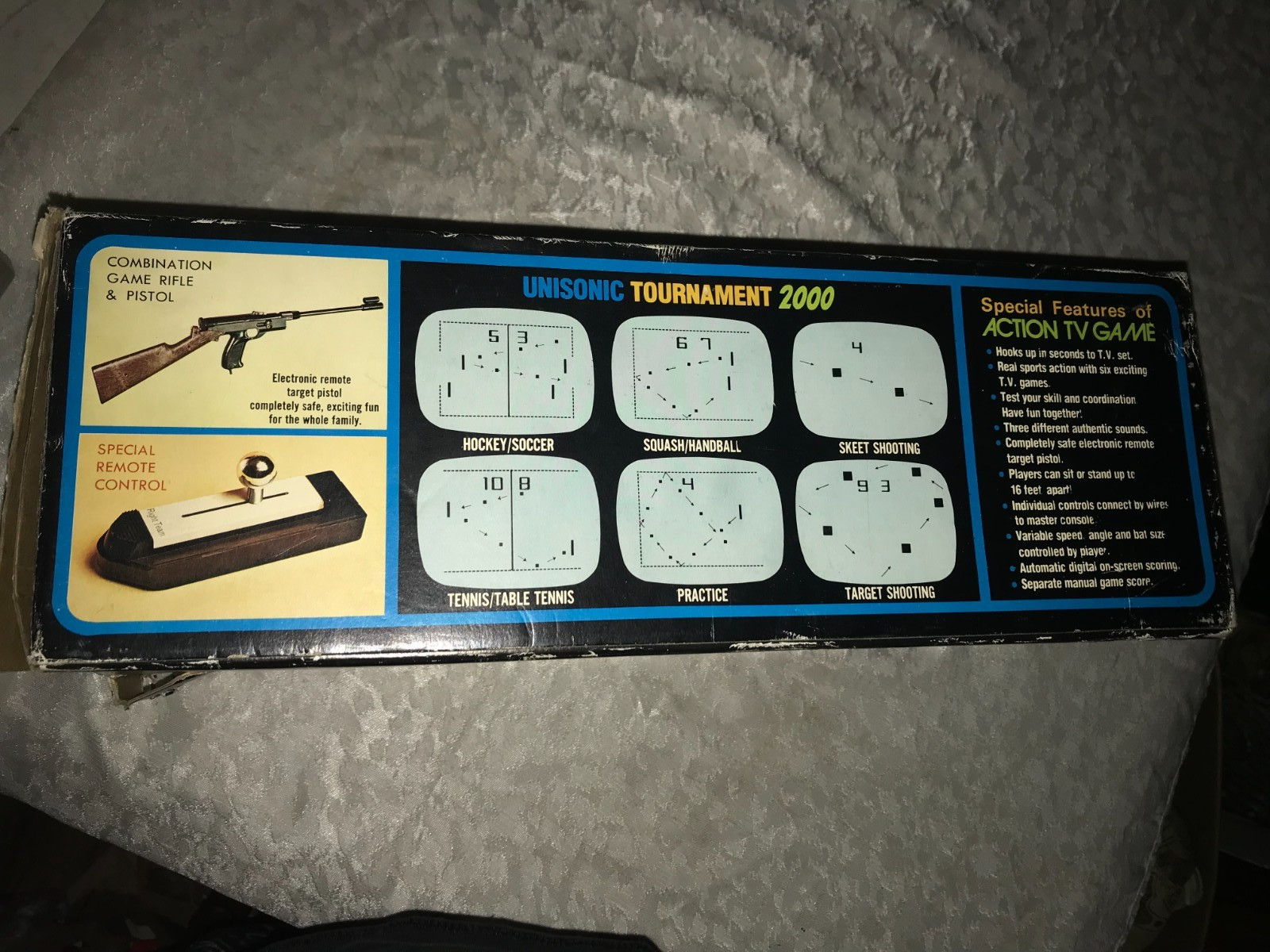 UNISONIC TOURNAMENT 2000 Electronic ACTION TV Console GAME IOB w/ Gun RIFLE EUC