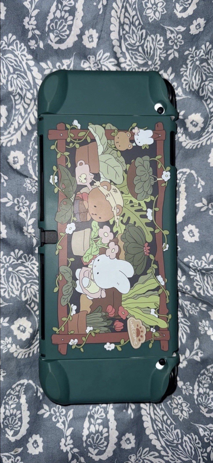 Nintendo Switch OLED Handheld Console Green with Cartoon Case