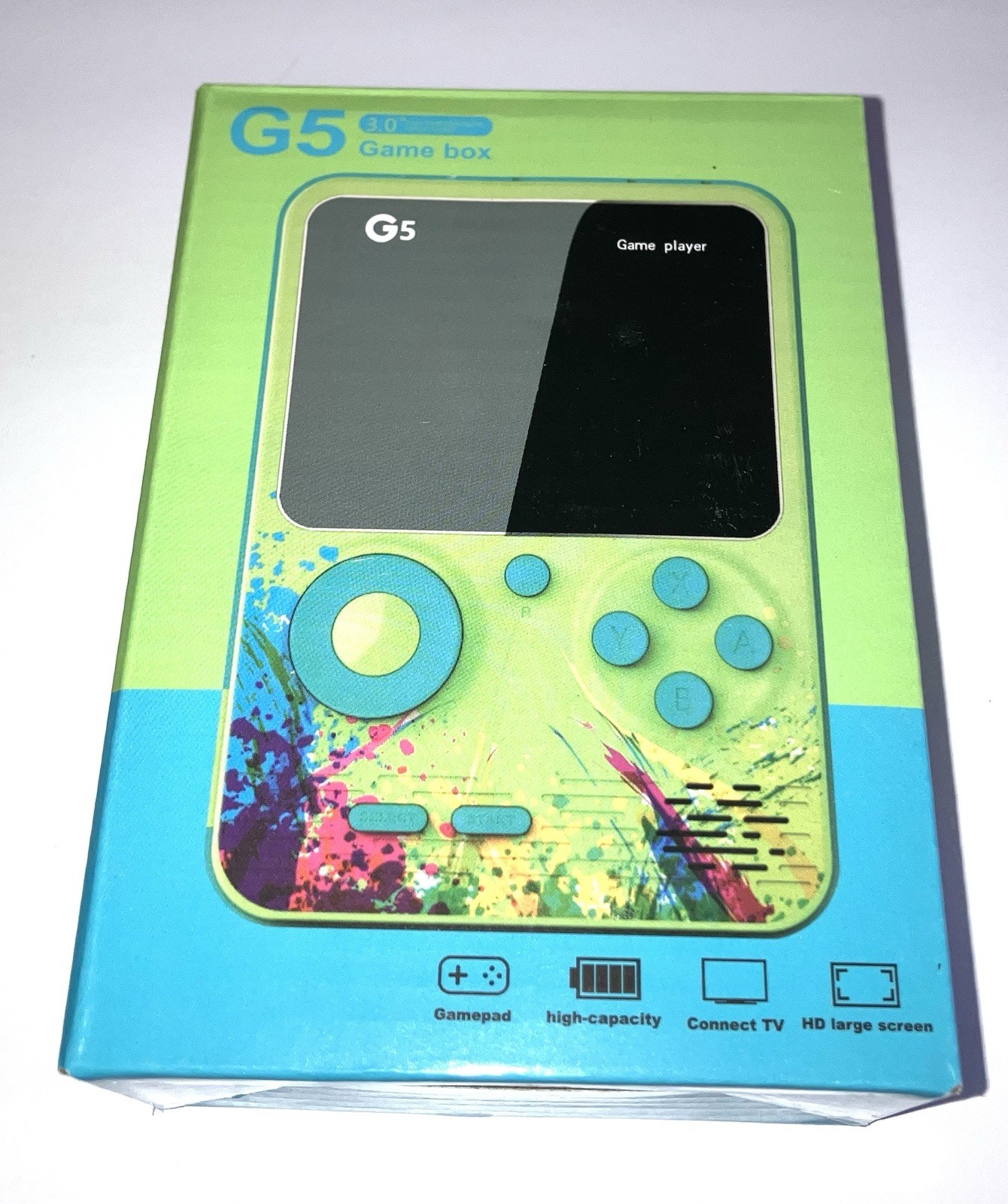 G5 Handheld Game Box Game Player 3″ Screen Blue TV Connect Capable New