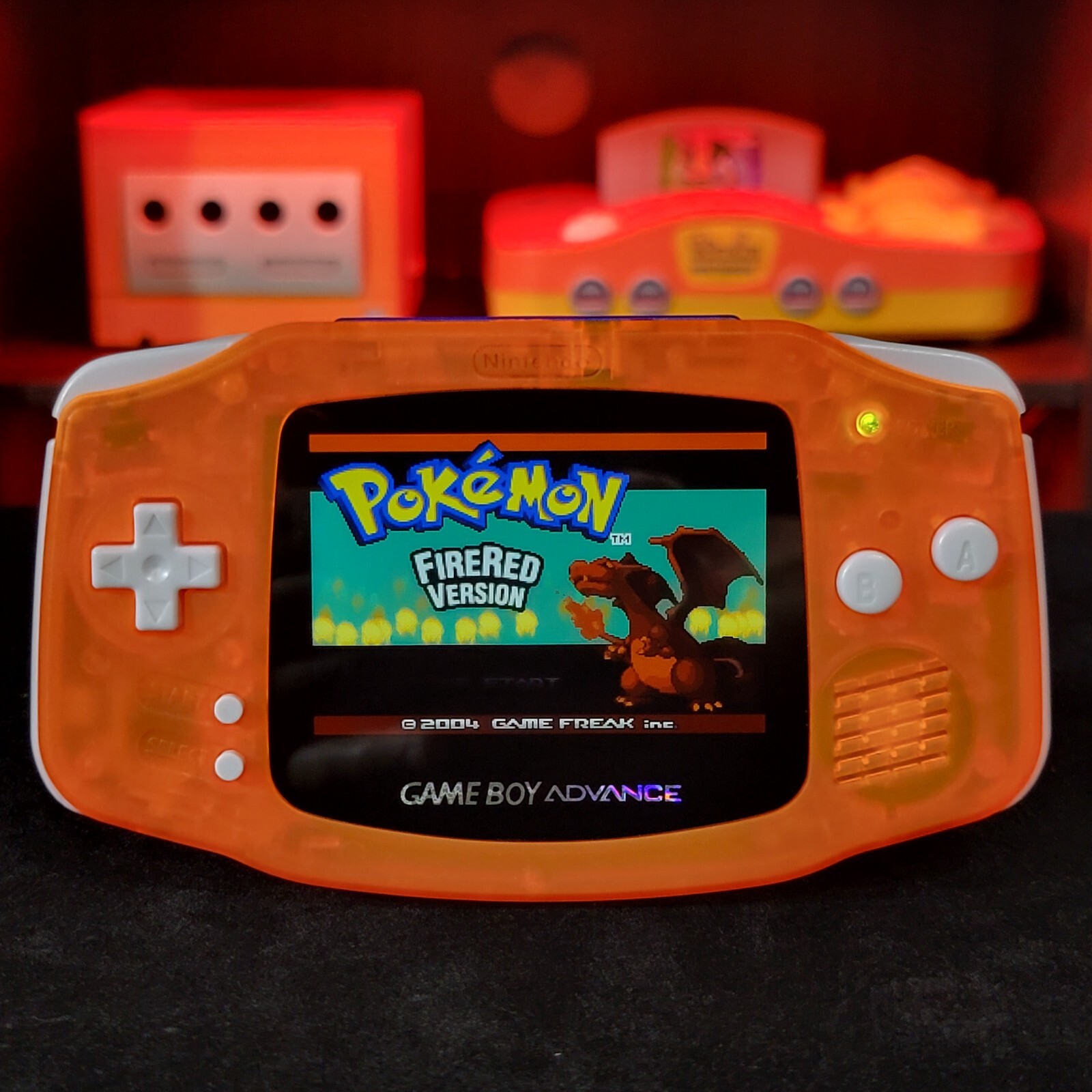Clear Orange Game Boy Advance GBA Console with iPS V5 Backlight Backlit LCD MOD