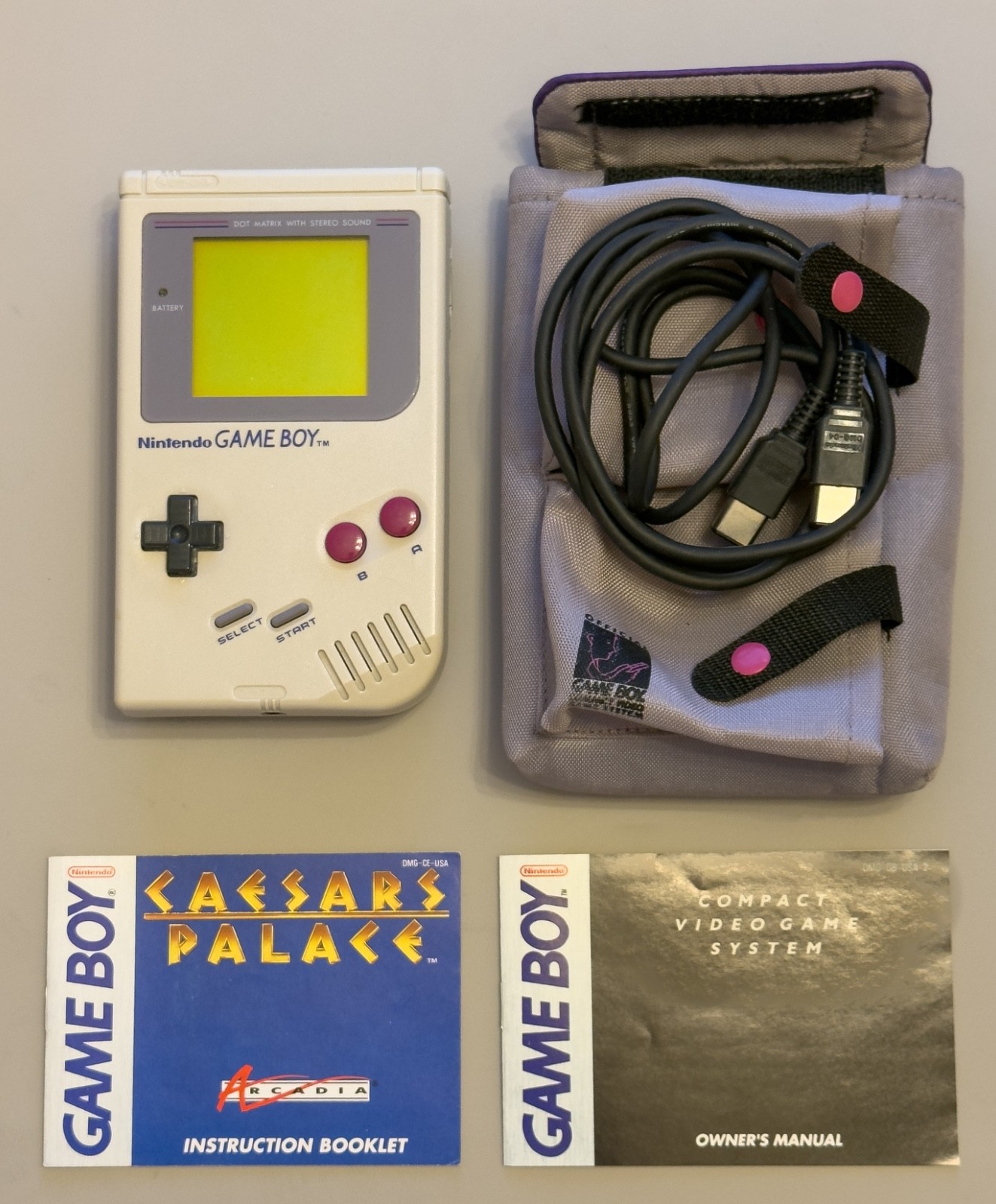 NINTENDO GAMEBOY CONSOLE SET with Games, Accessories – 1989 Model DMG-01