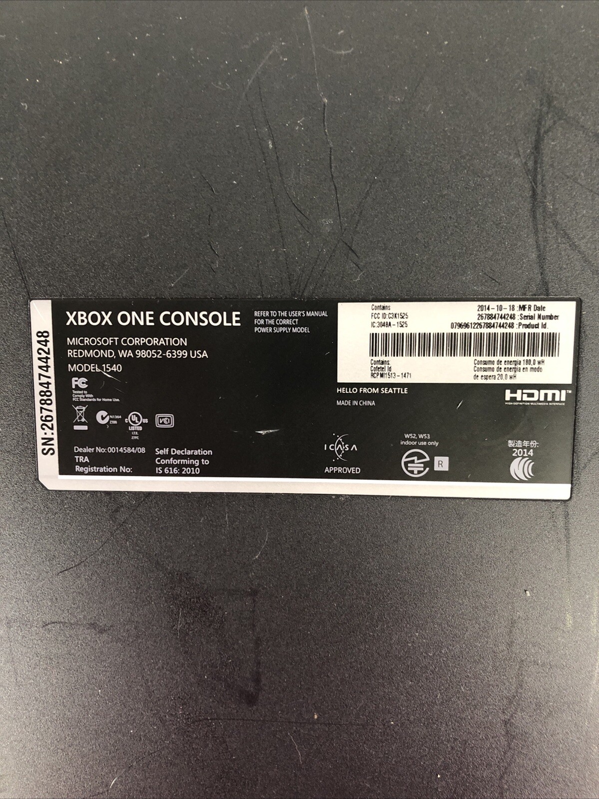 Microsoft Xbox One 500GB Model 1540 Gaming Console – Glossy Black PARTS