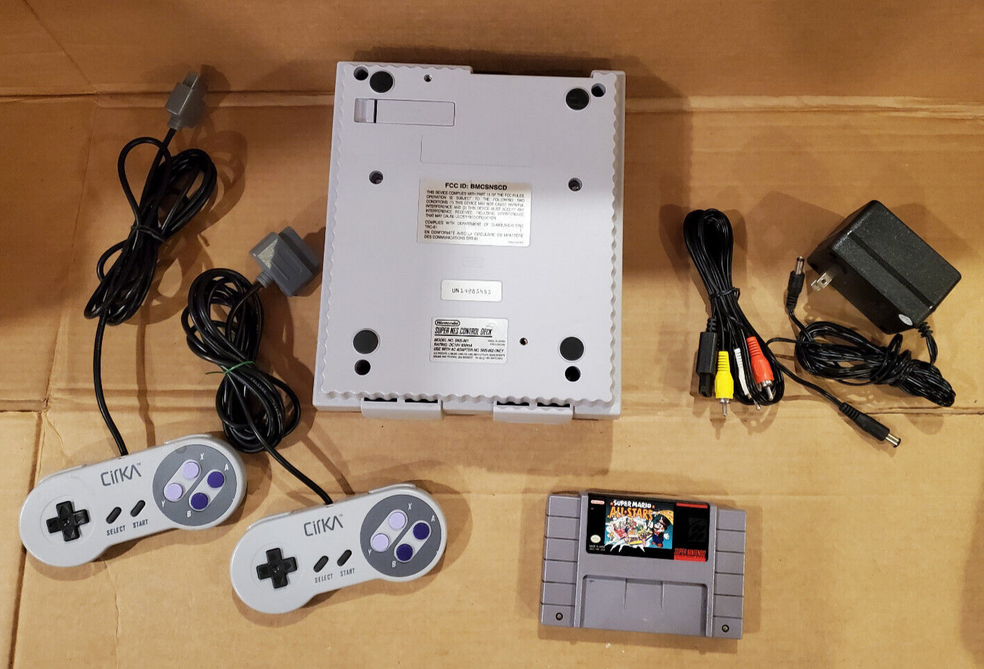 Super Nintendo SNES System Console SNS-001 System Set + Super Mario All Stars