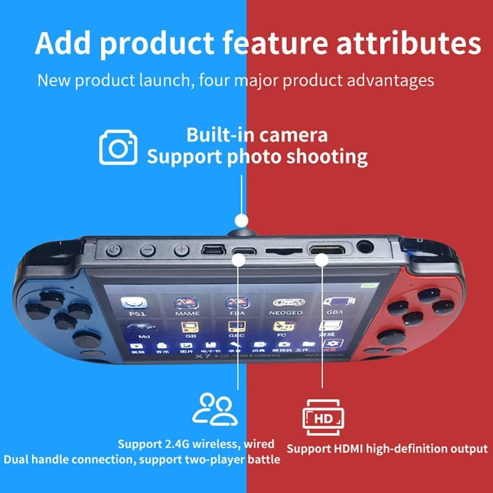 Versatile 4.3″ X7 Plus Game Console: Music, Video & 10000 Classic Games Included