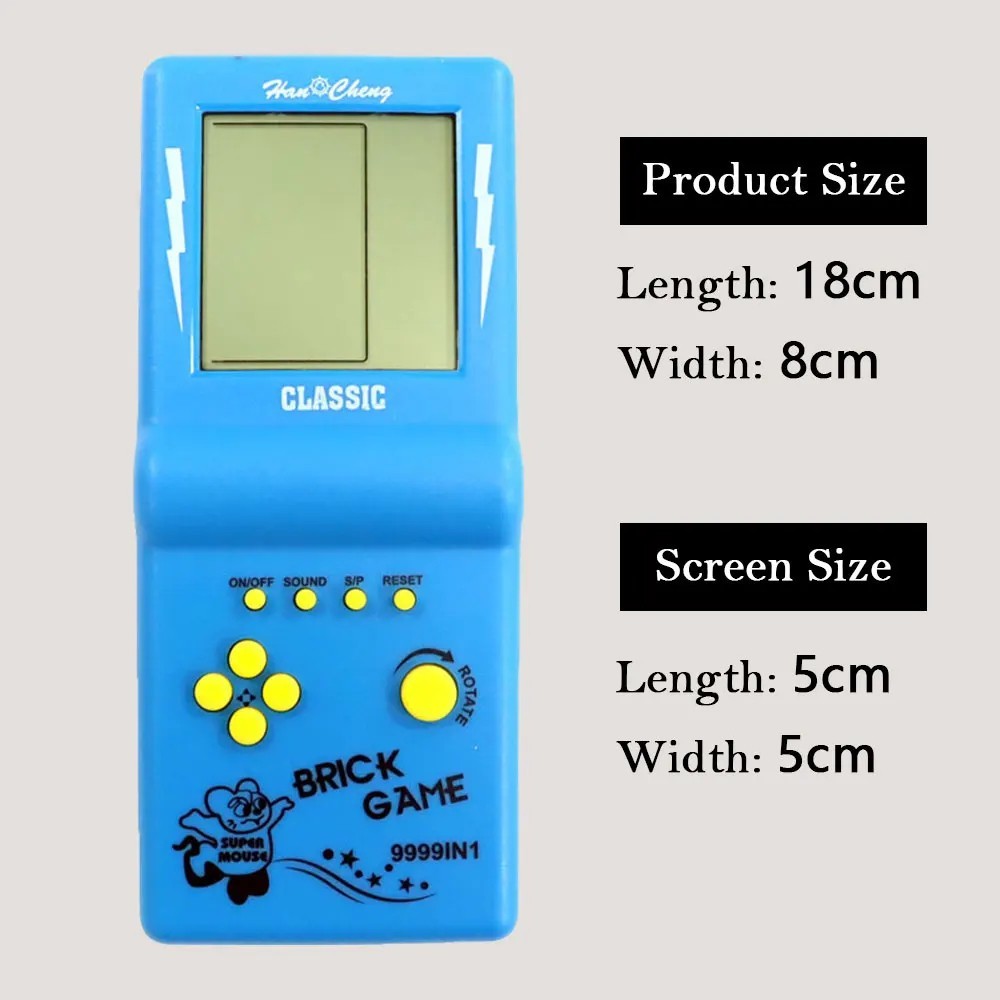Retro Handheld Tetris Game Console Large Screen Kids Pocket Puzzle Toy