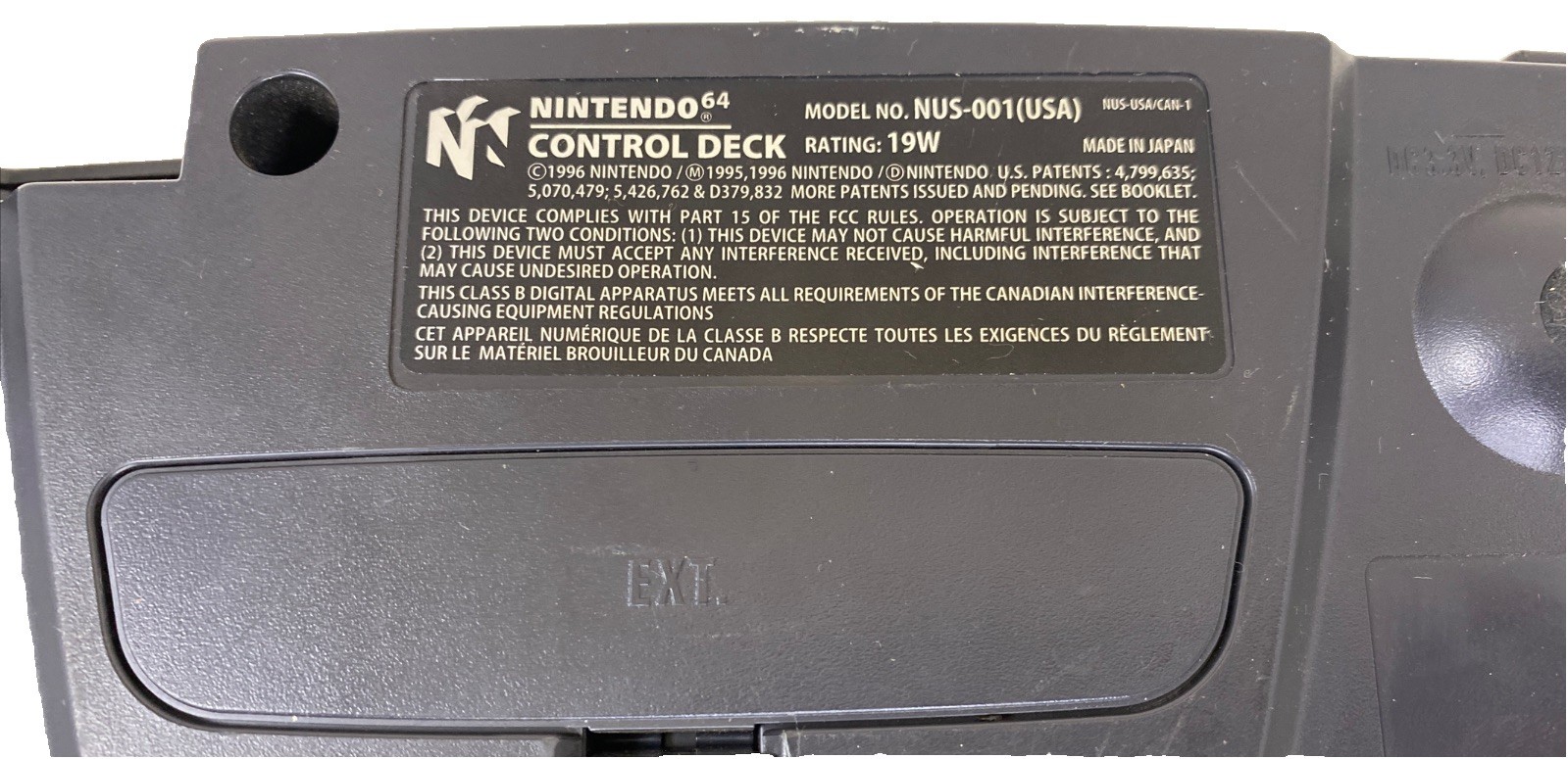 Nintendo 64 System Charcoal Gray Console Only
