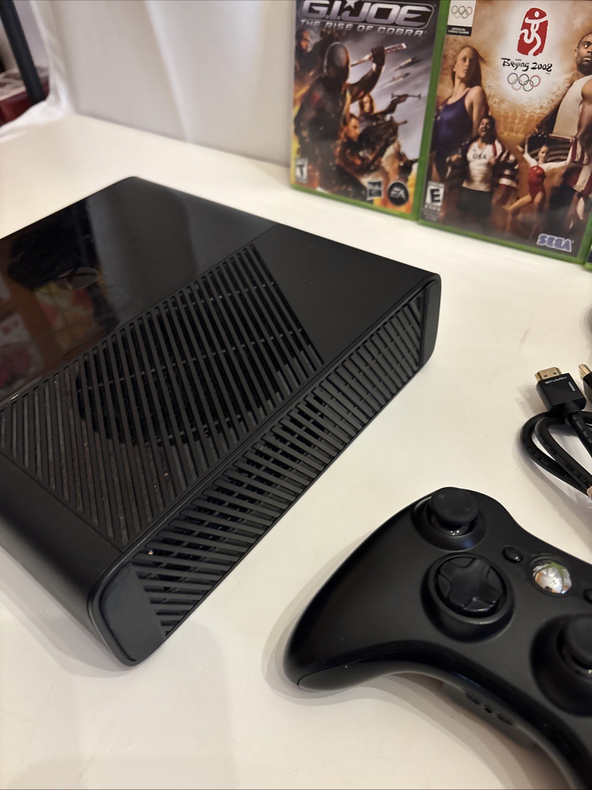 Xbox 360 E 1538 Console 4GB Bundle 1 Controller 3 Games Power, HDMI Tested Works