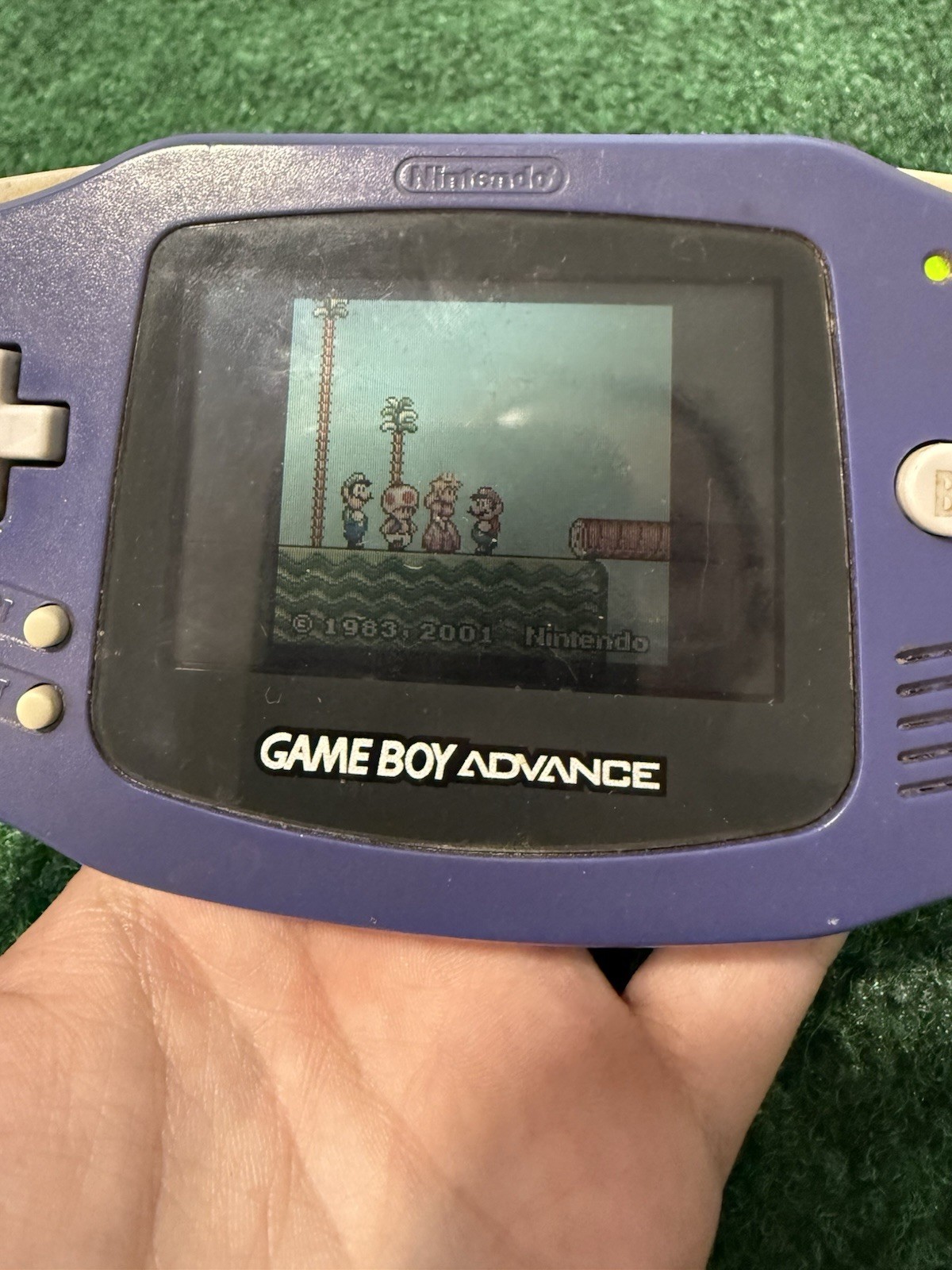 Nintendo Game Boy Advance GBA Console AGB-001 – Indigo Purple + Super Mario Game