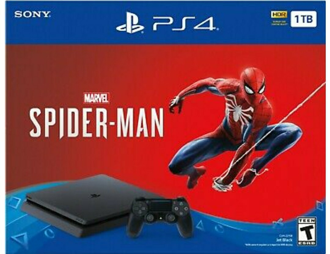 New Sony PlayStation 4 PS4 Slim 1TB Console Spider-Man Game Bundle