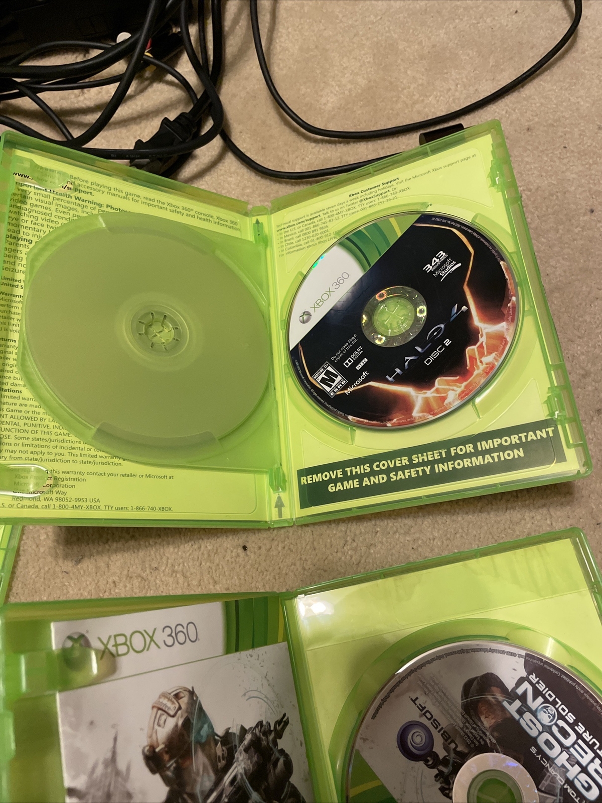 Microsoft Xbox 360 E + 6 Games + 3 Controllers + Necessary Cables