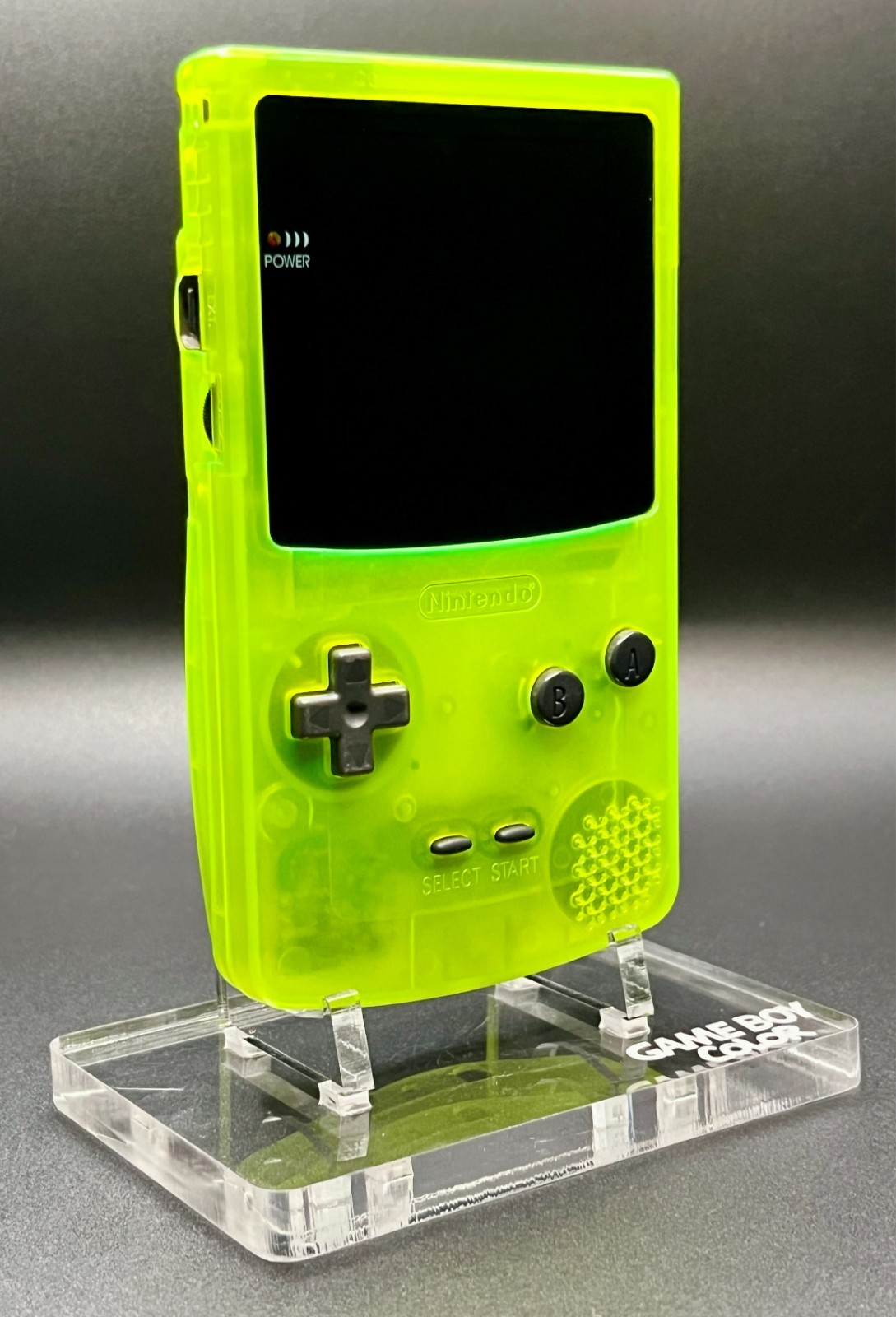 GameBoy Color OLED Screen Mod + USB‑C Rechargeable 1500mAh – Clear Green/Yellow