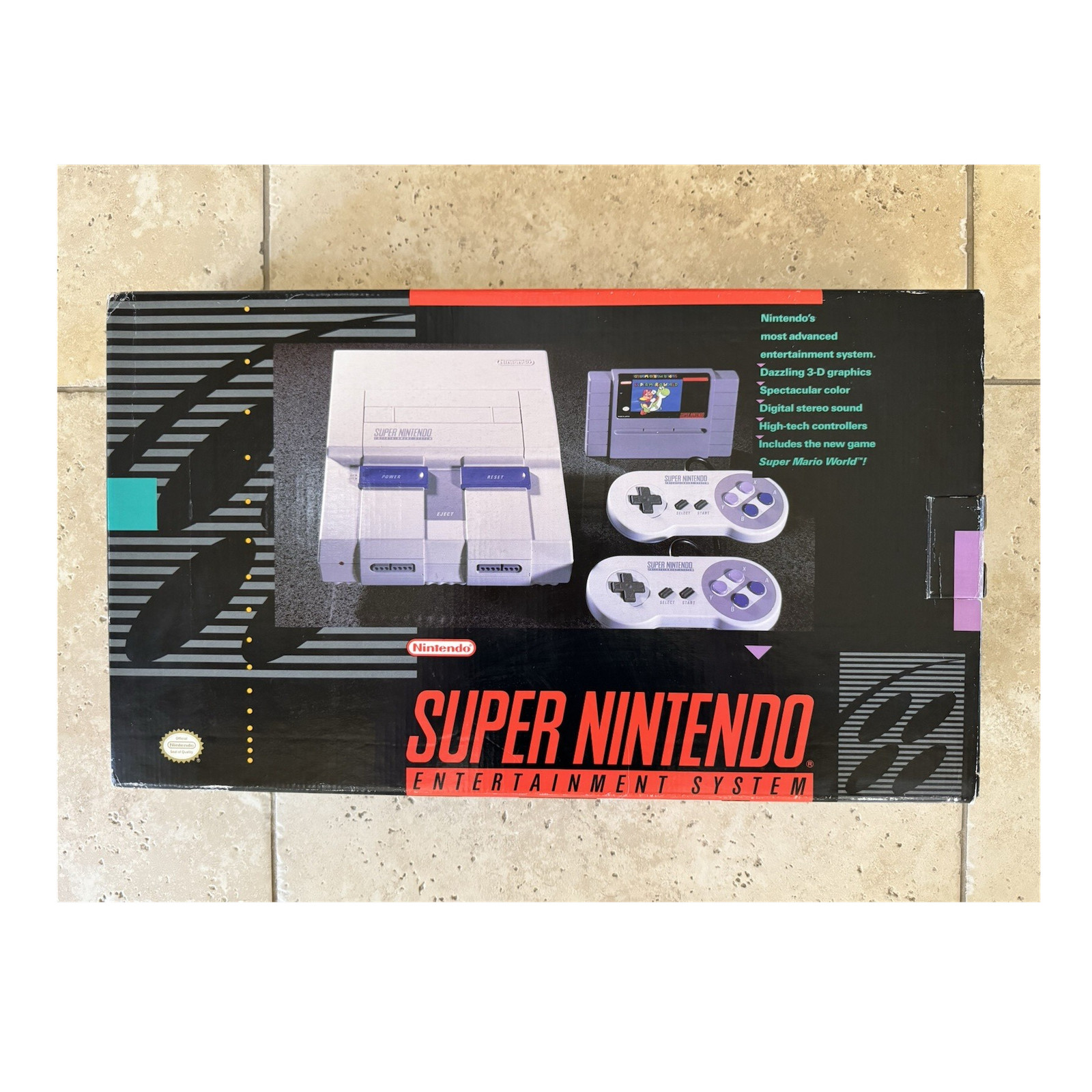 Nintendo SNES Console Bundle w/ Box, Controller, Cables, Game+Manuals RF NTSC