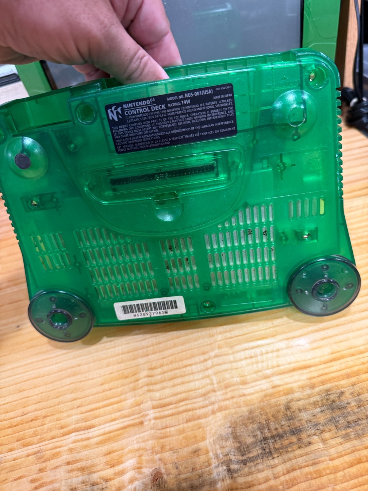 Nintendo N64 Jungle Green Console Bundle w/Controller & Cords (Tested & Working)