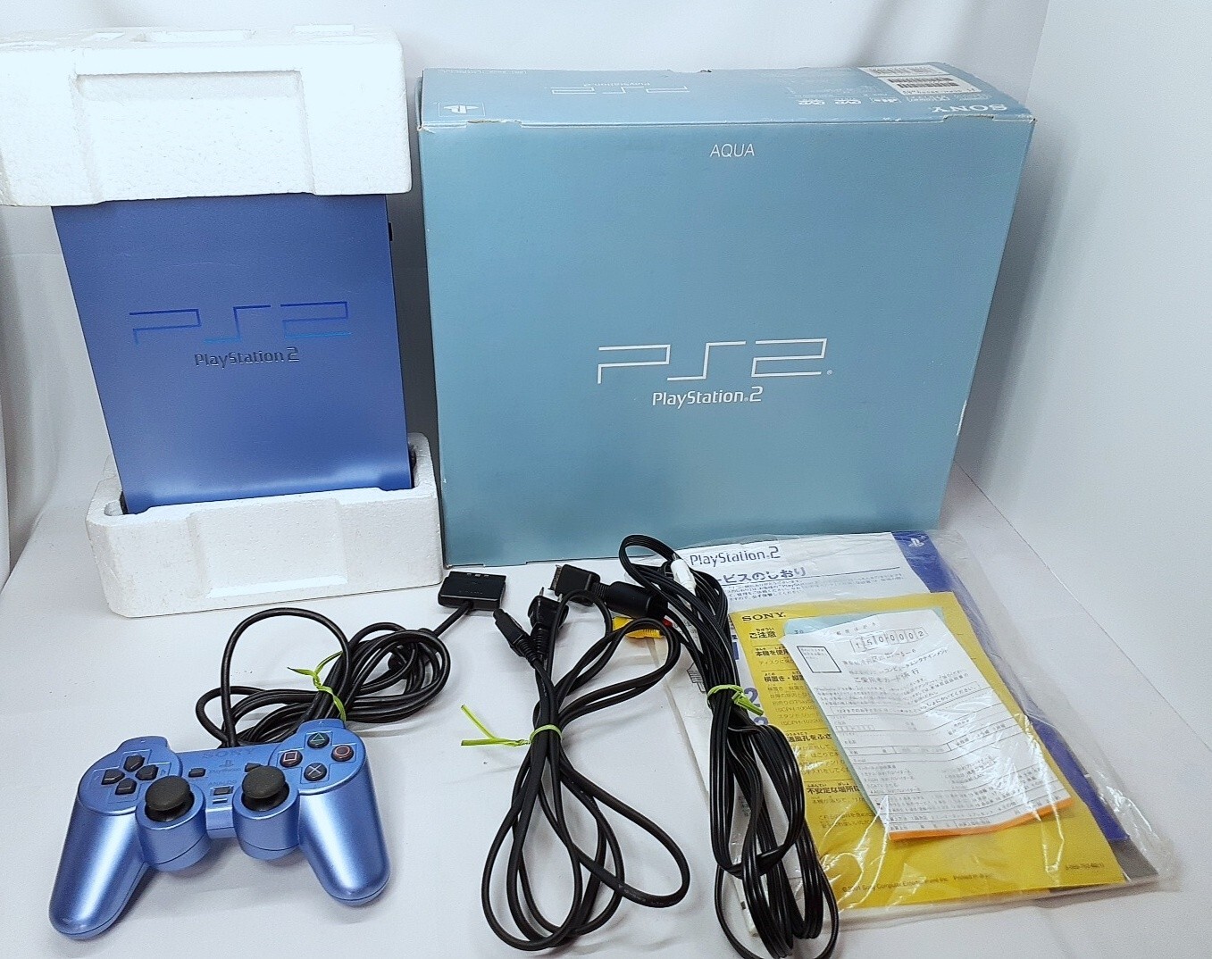 PS2 Aqua Blue Console Boxed set Playstation2 NTSC-J Japan CIB Tested