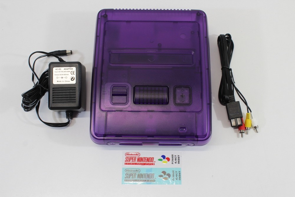 Nintendo Super Famicom Clear Purple Console AC AV Bundle PLAY SFC & SNES Games
