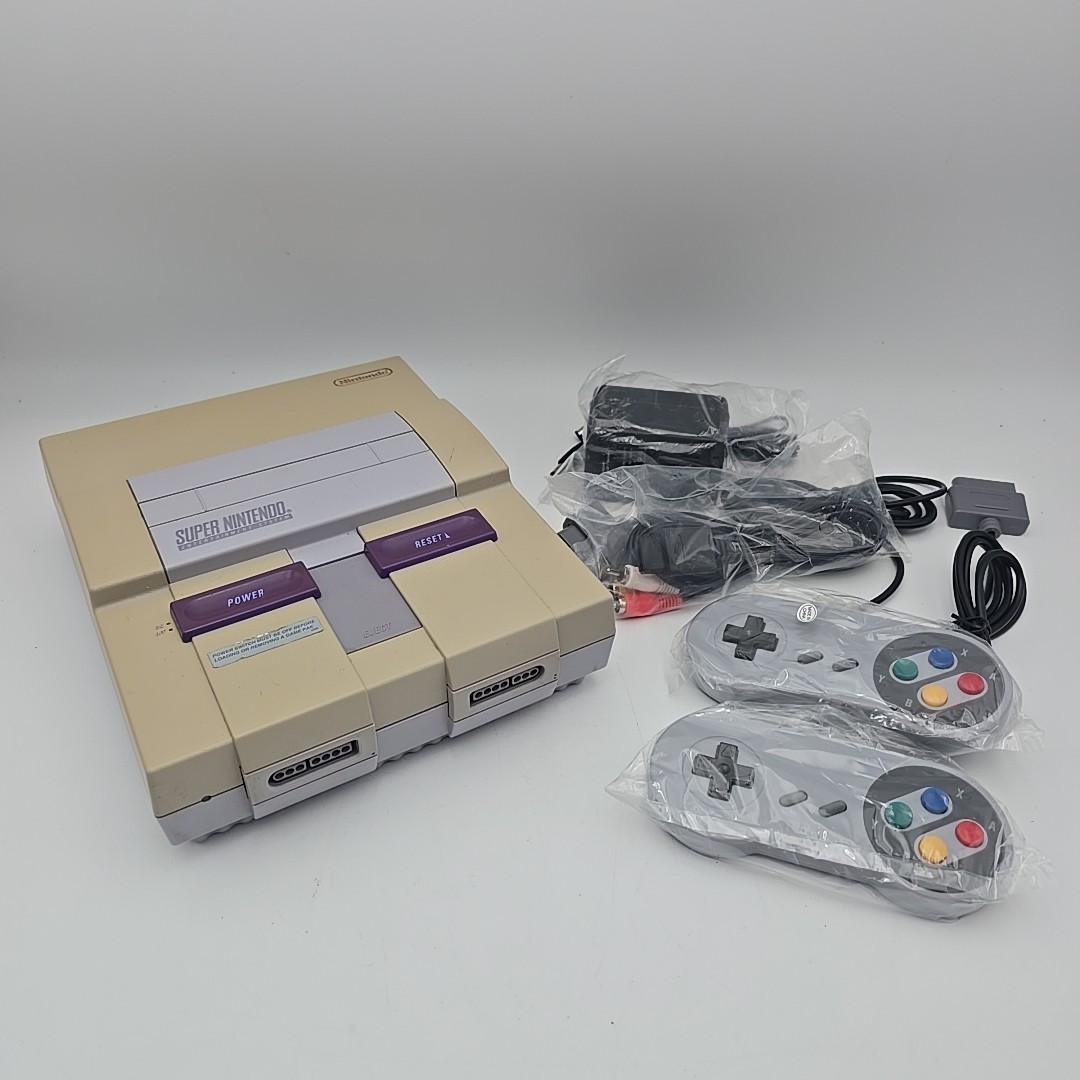 Super Nintendo System SNES Console Tested New Controllers, Rca Cable And Power