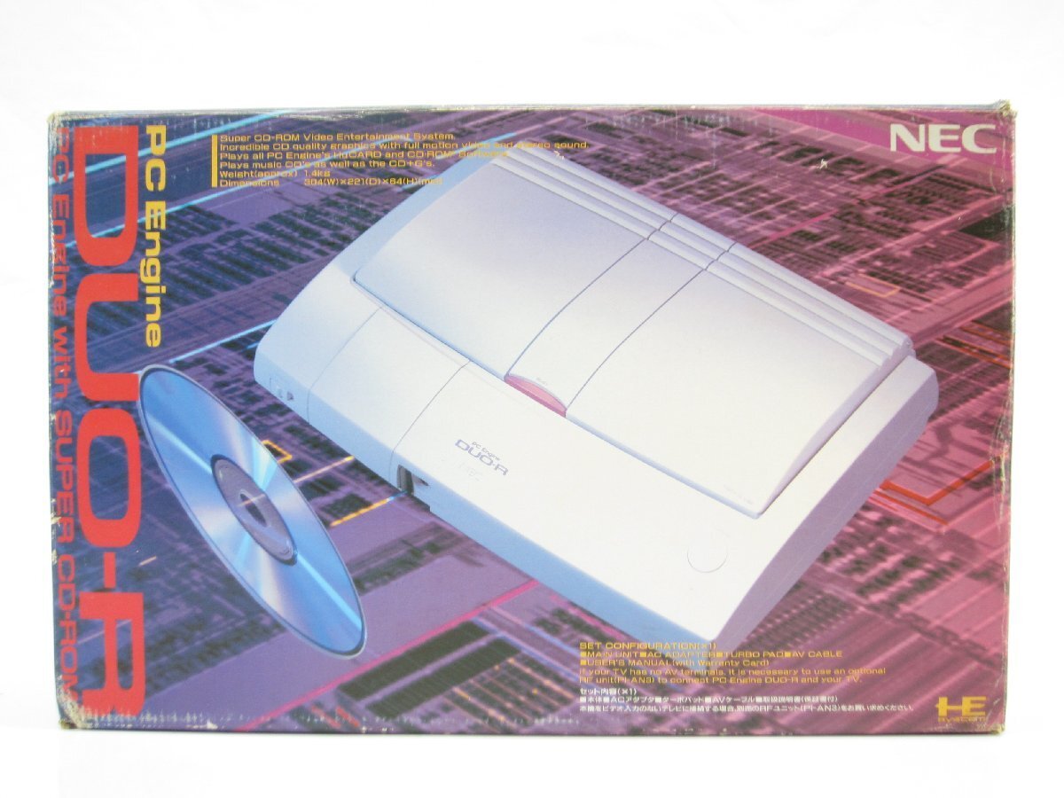 NEC PC Engine DUO-R PI-TG10 SUPER CD-ROM Retro Game Console w/ Controller Manual
