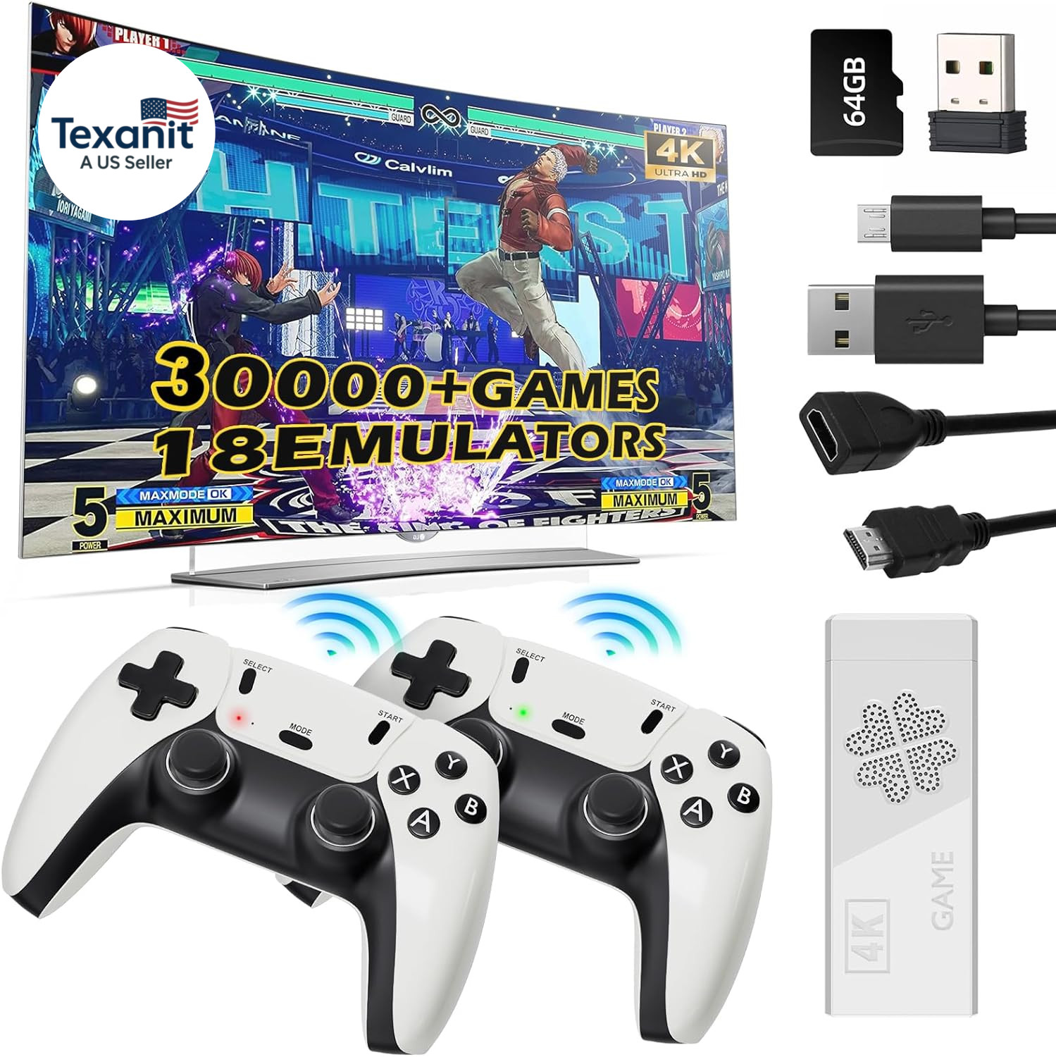 2026 Upgraded Wireless Retro Gaming Console Stick 4K HDMI, Retro Video Game Cons