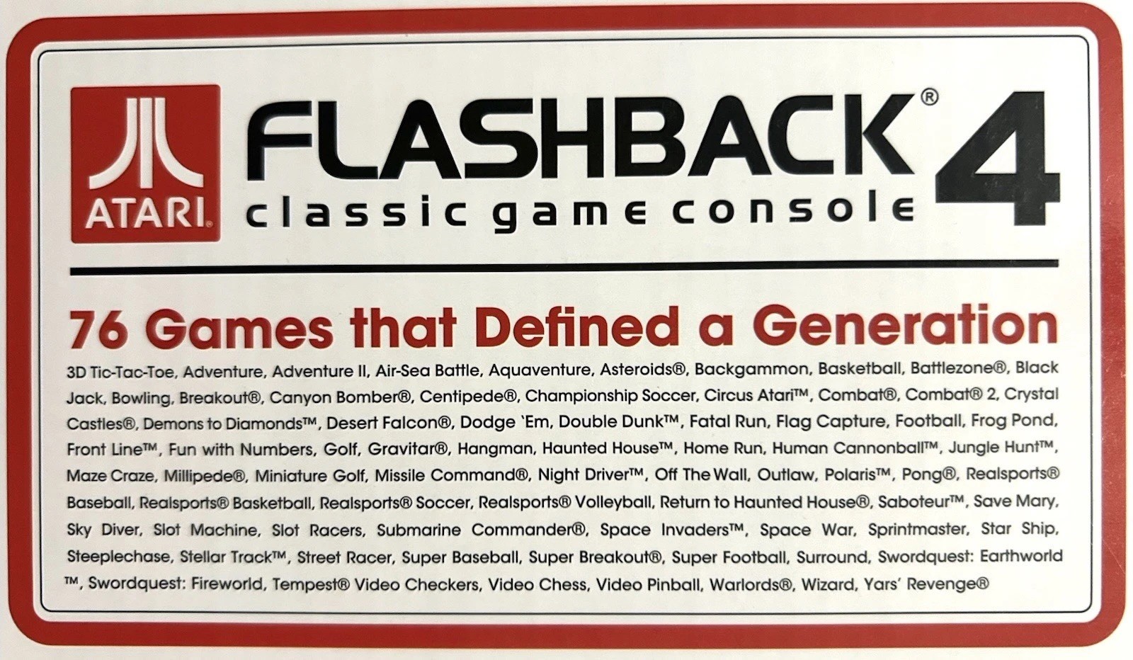 Atari 40th Anniversary Flashback 4 Classic 76 Built-in Games Console Sp. Ed.