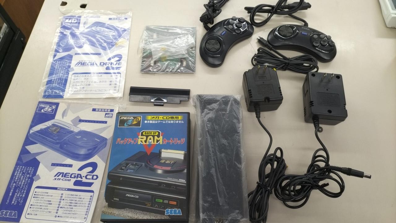 SEGA Mega Drive 2 + Mega CD 2 Console system HAA-2912 HAA-2510 SET Tested Japan